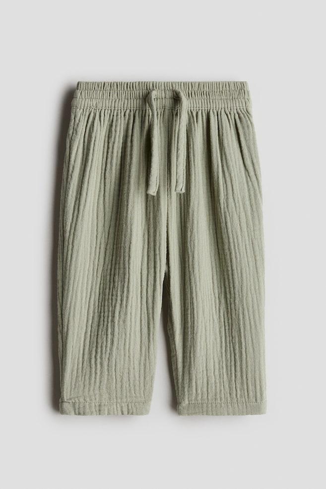 Pantalon en coton - Vert kaki/Bleu clair/Turquoise/Bleu marine/Crème/rayures marron - 1