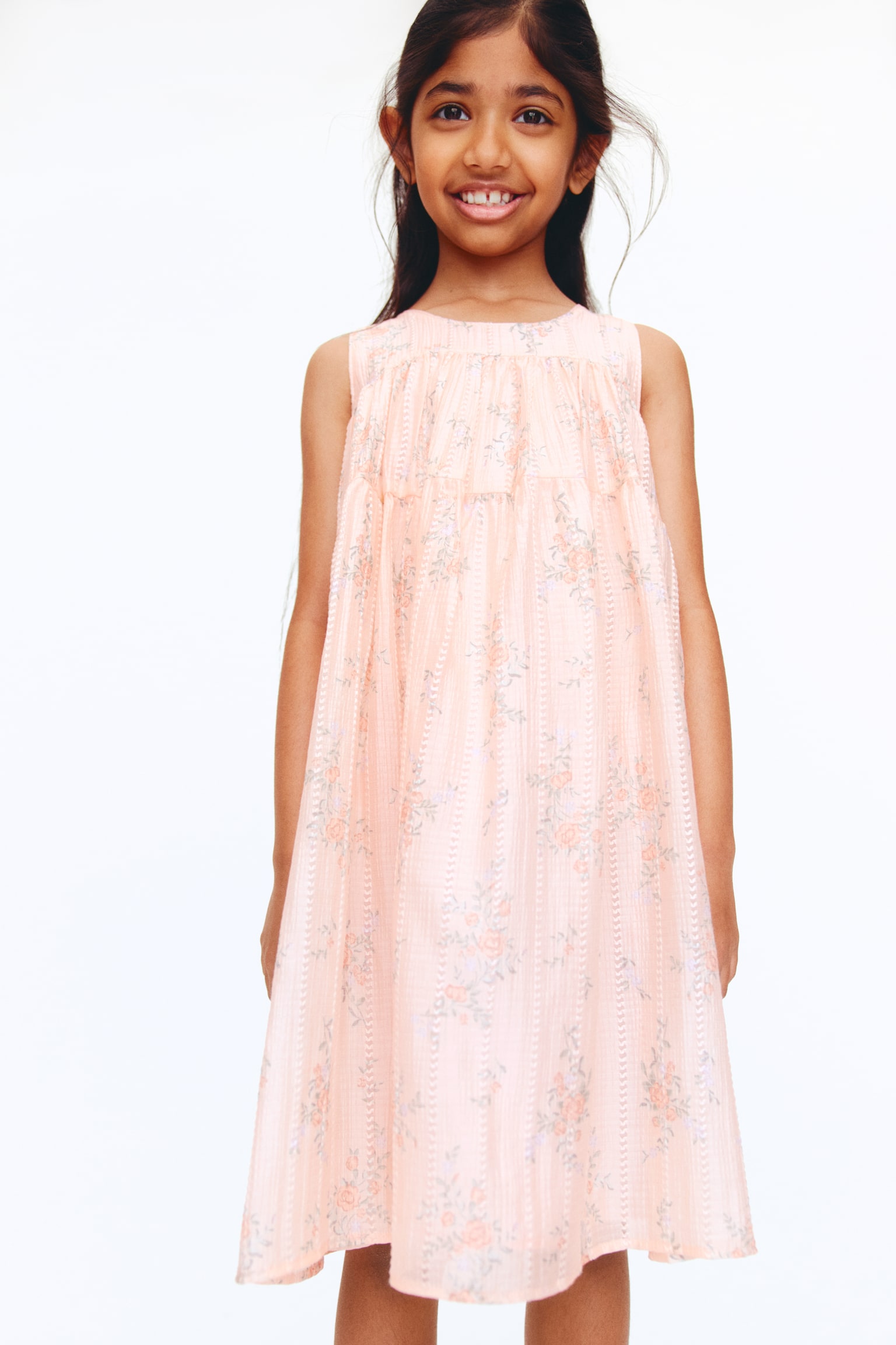 שמלה בגזרת איי - ורוד בהיר/פרחוני - 4