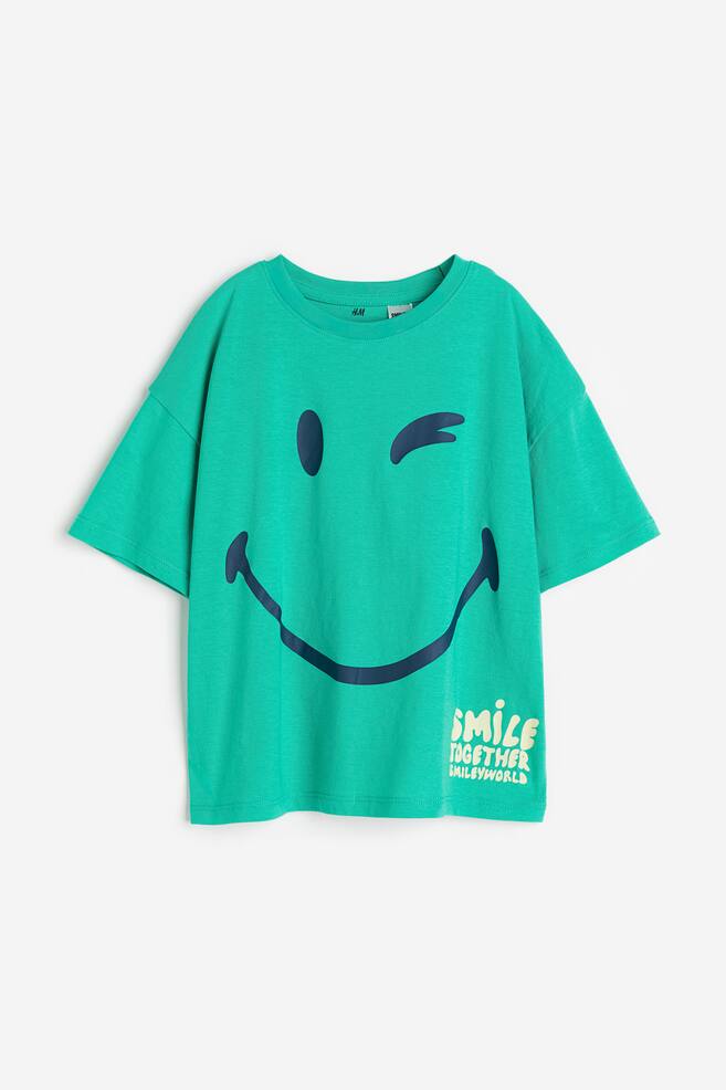 Oversized printed T-shirt - Bright green/SmileyWorld®/White/Smiley®/Grey marl/Mickey Mouse - 1