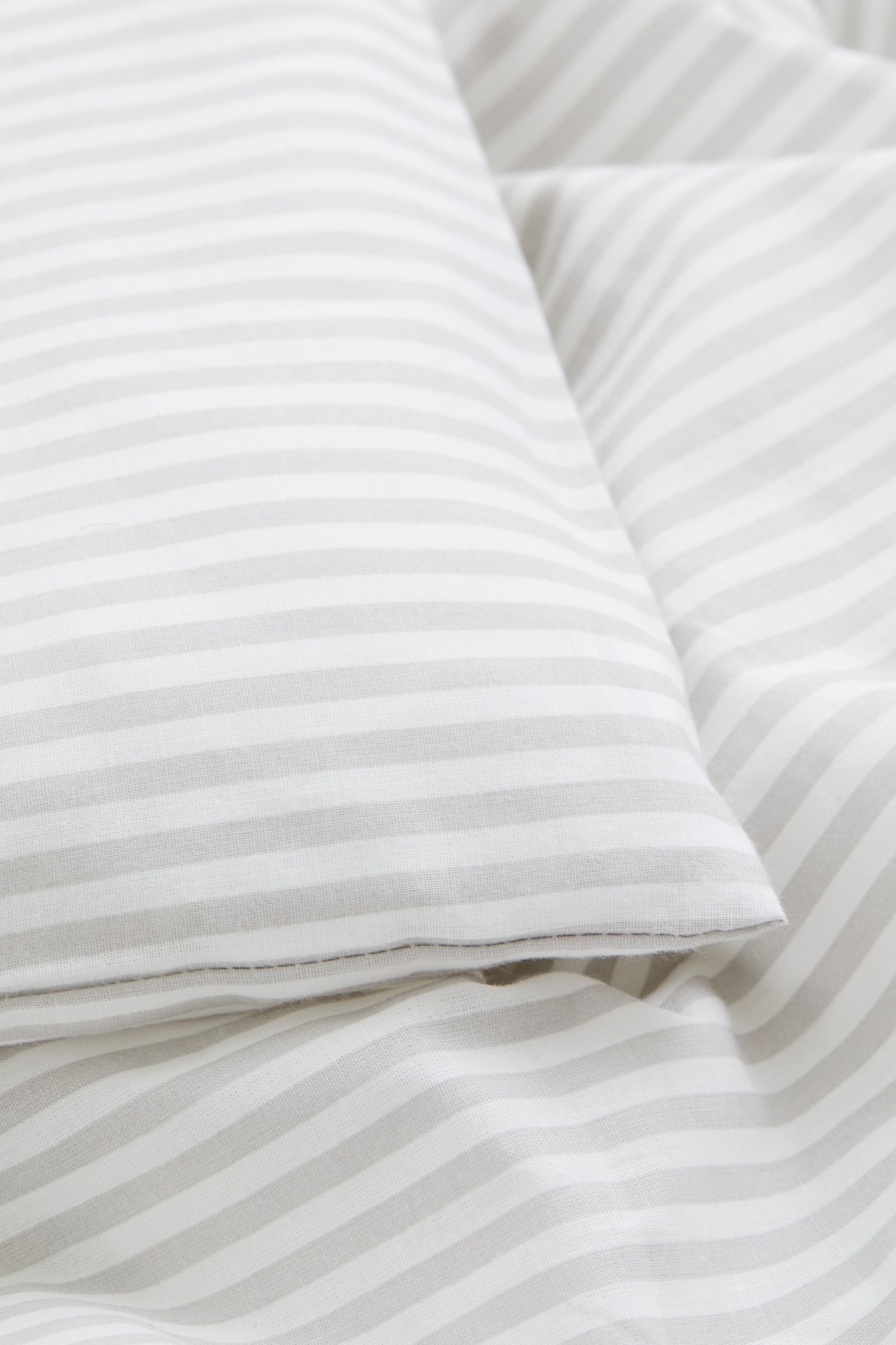 Cot duvet cover set - Light grey/Striped - 4