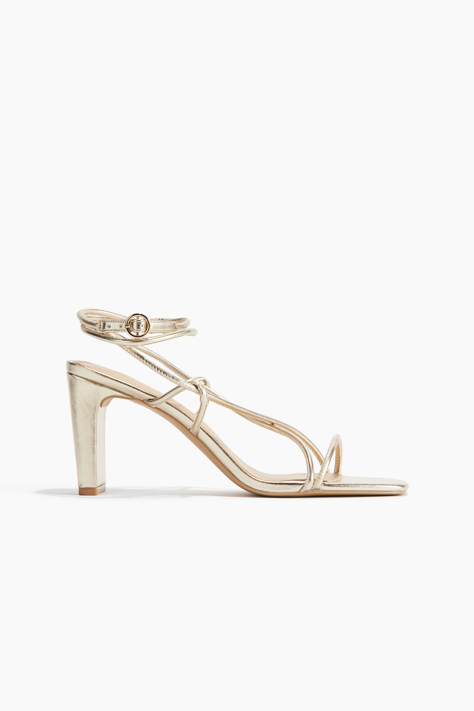 Heeled Strappy Sandals - Gold-colored/Black - 1