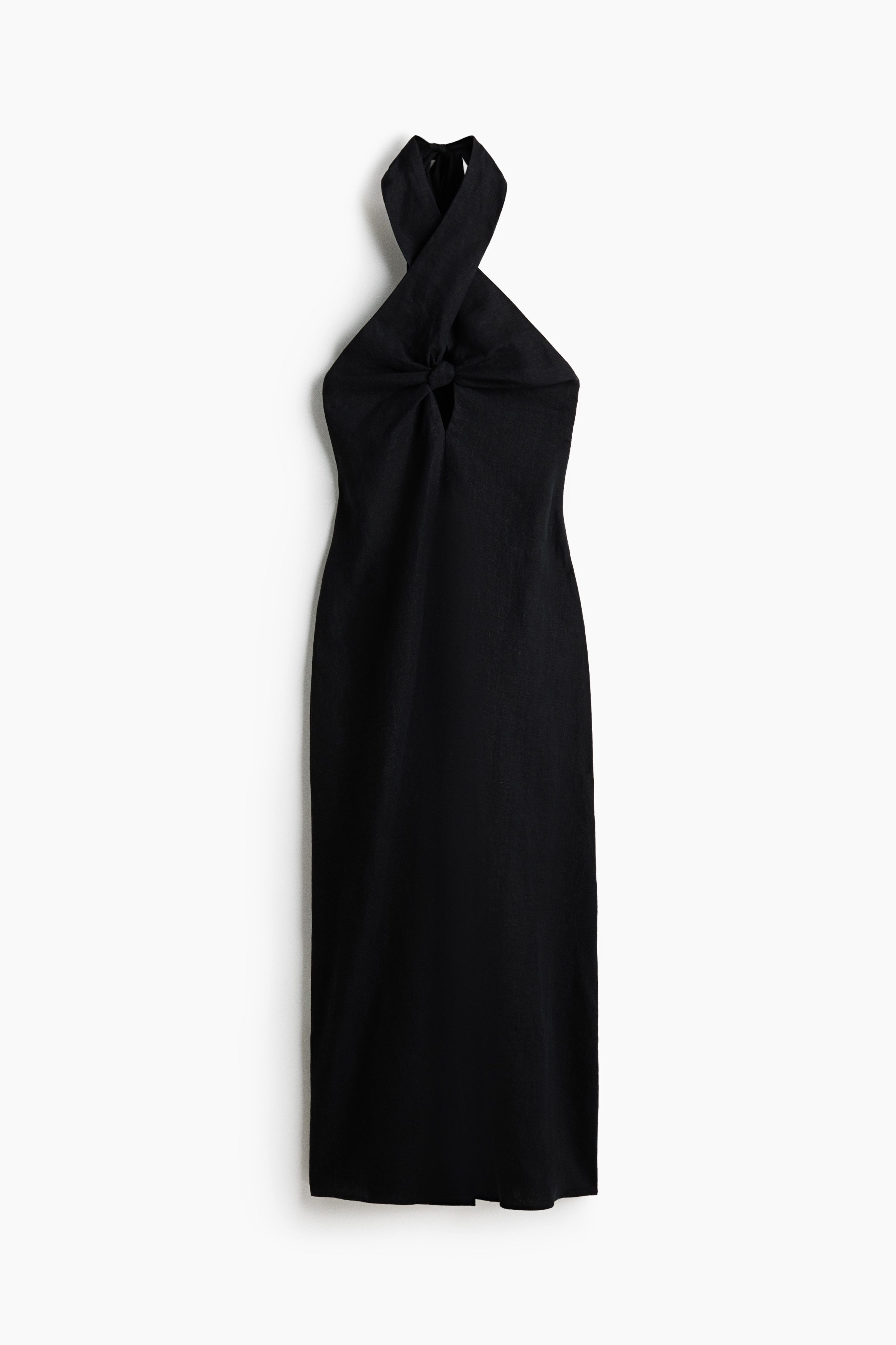 Halterneck Linen Dress - Black