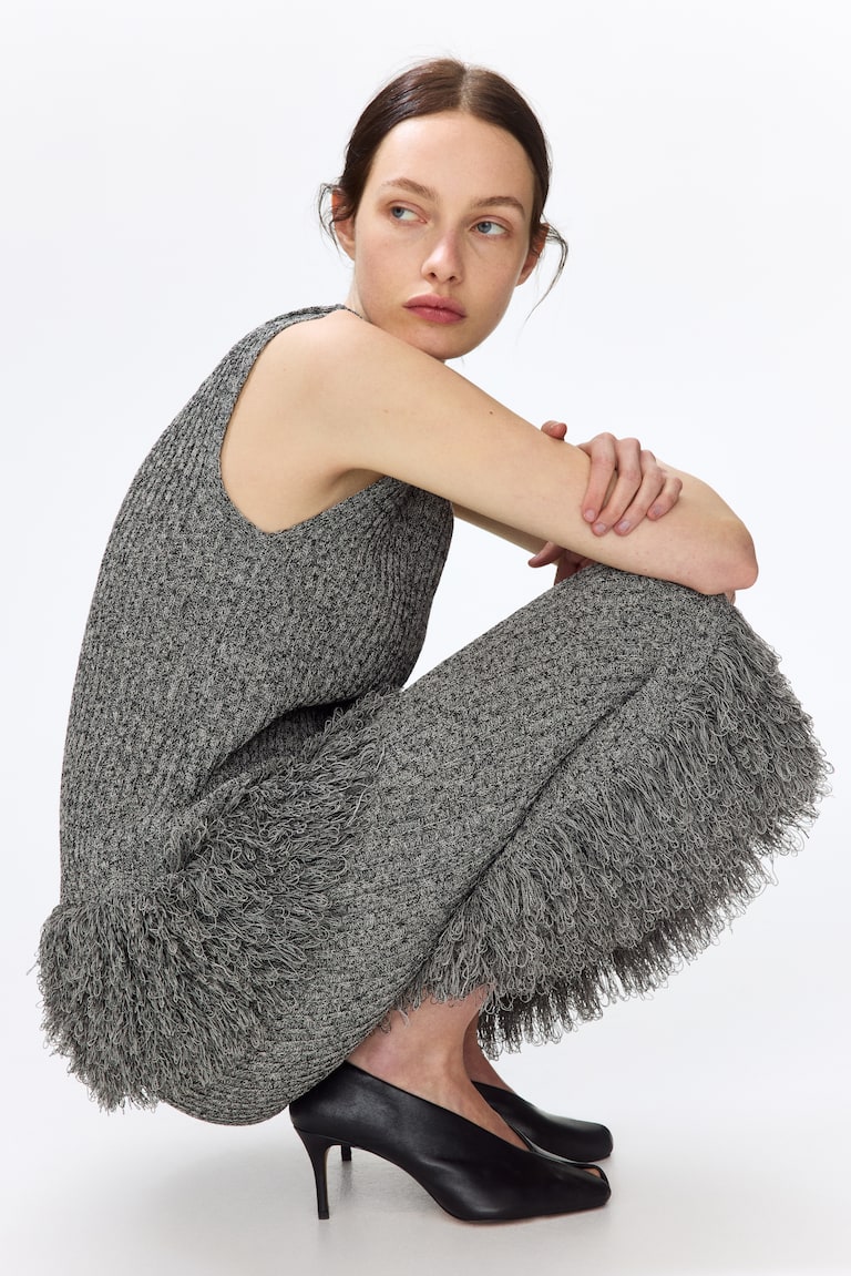 Bluza od rebrastog pletiva sa resama