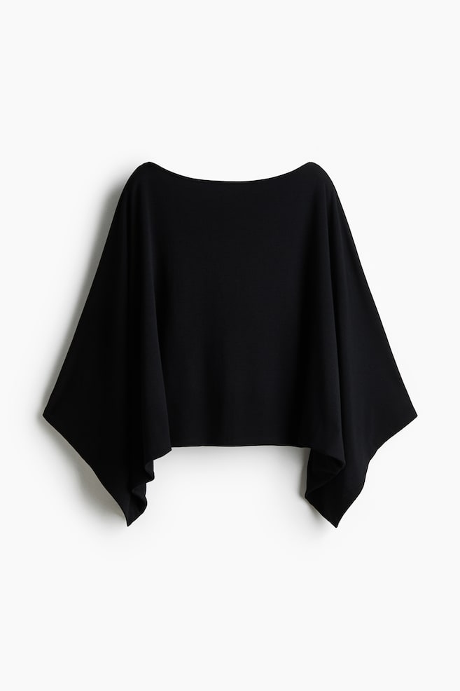 Batwing-Sleeved Top - Black/Pink/Dark brown melange - 1