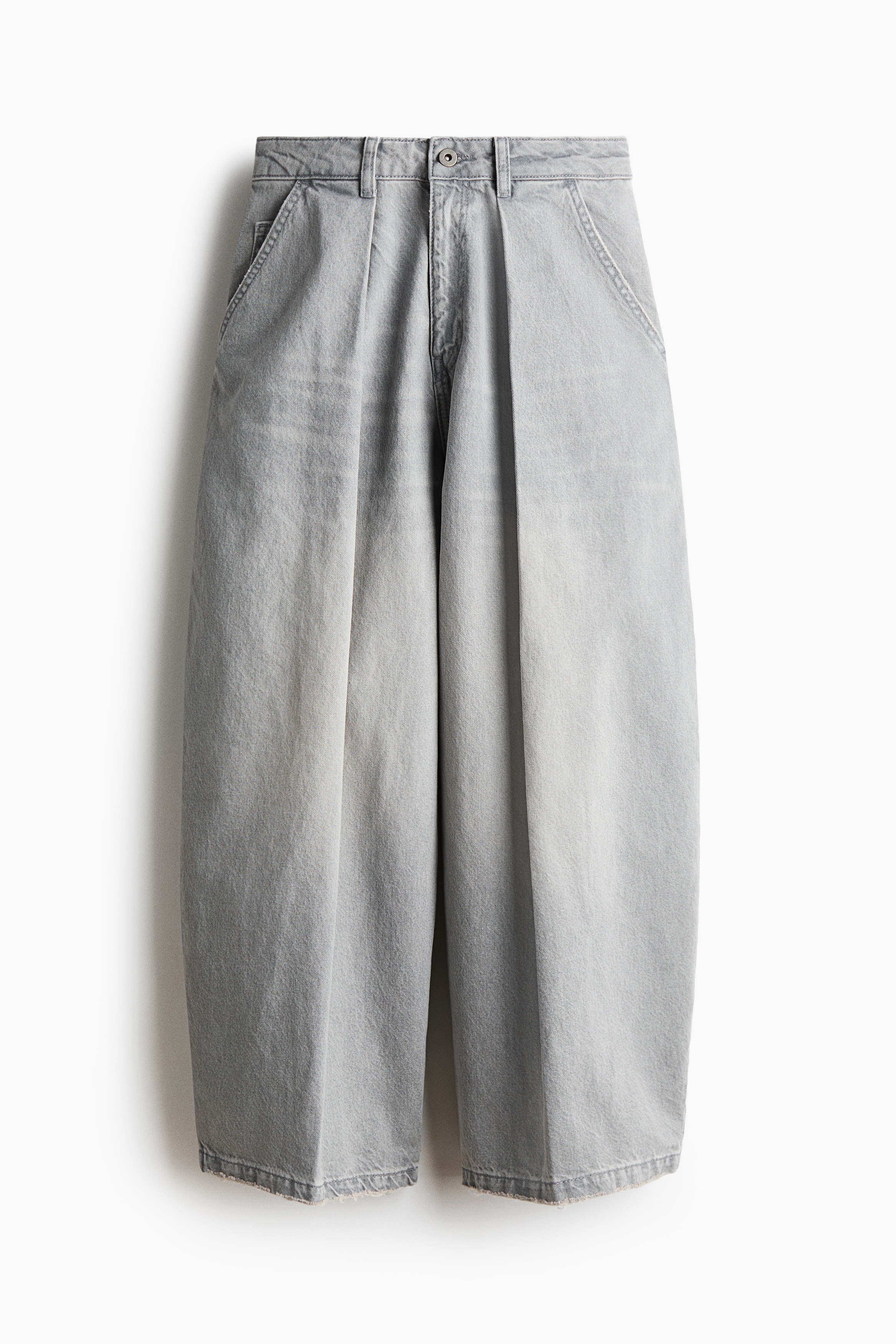 Barrel Leg Regular Waist Jeans - Light denim grey