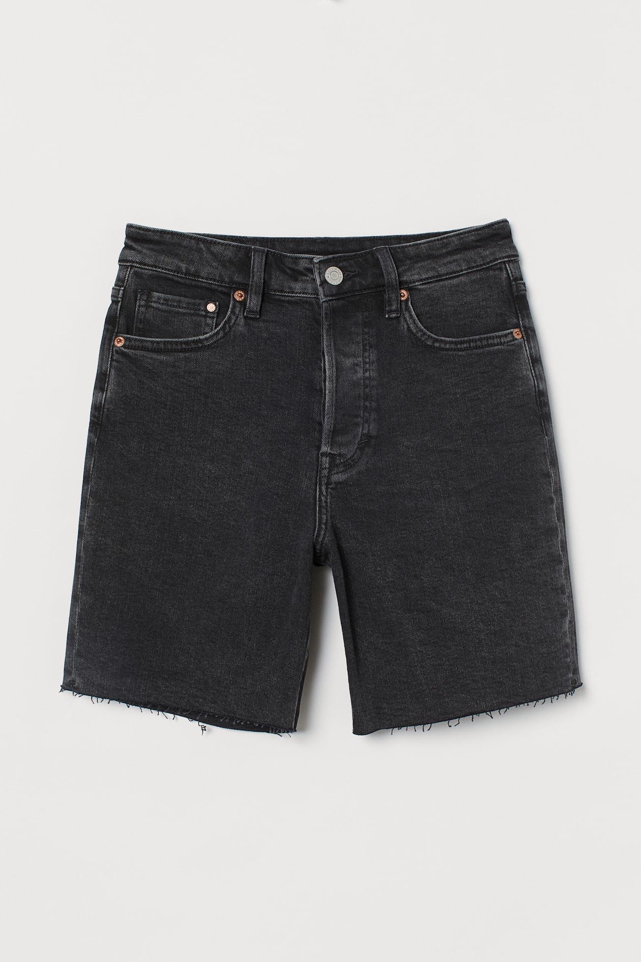 Denim Bermuda Shorts - High waist - Short - Black denim - Ladies | H&M US