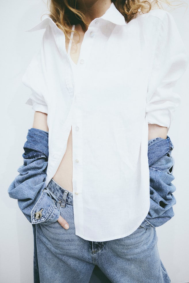 Camicia in lino - Bianco - 4