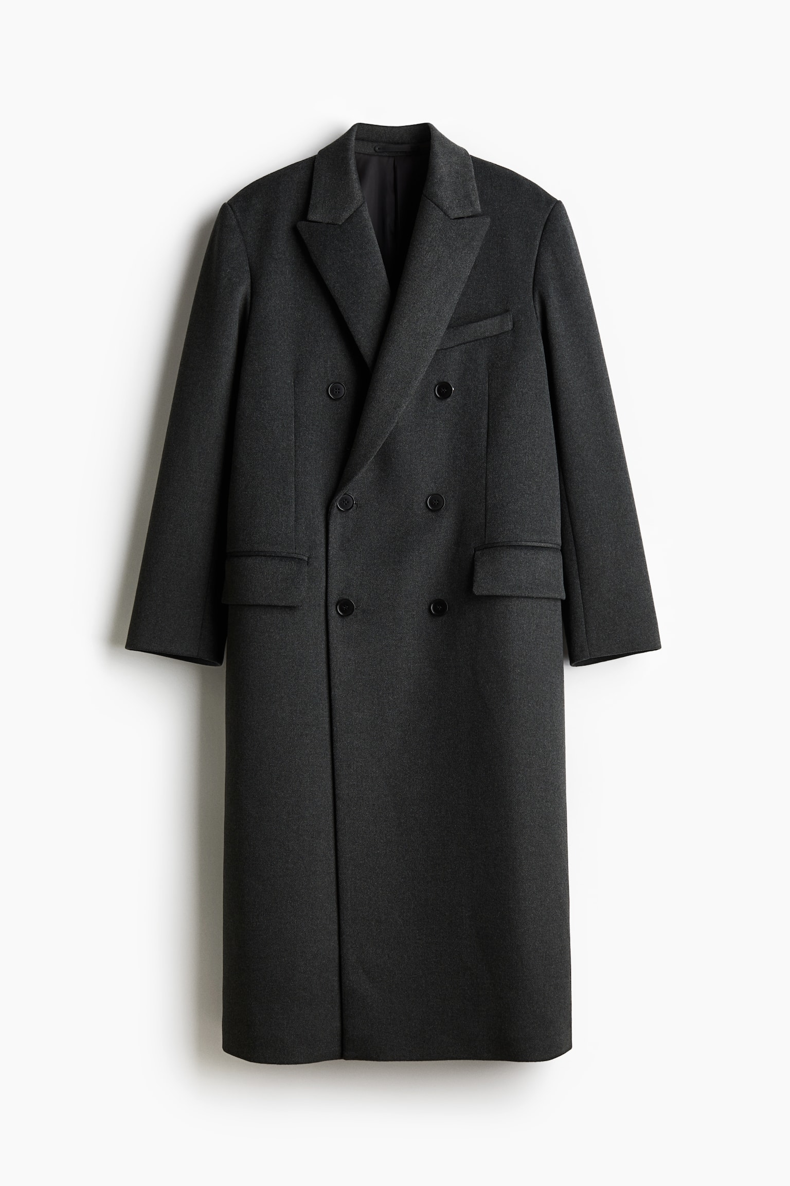 Double-breasted wool-blend coat - Dark grey - 2