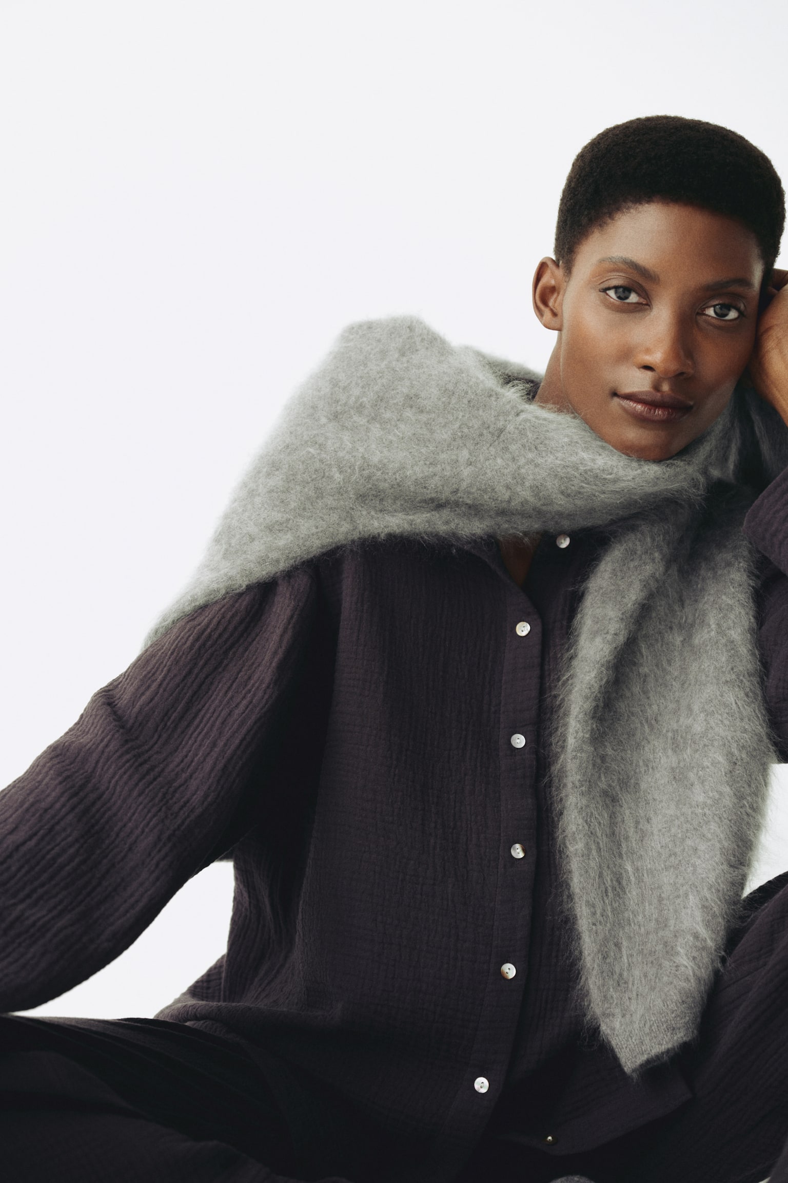 MAMA Cotton muslin pyjamas - Dark grey - 3