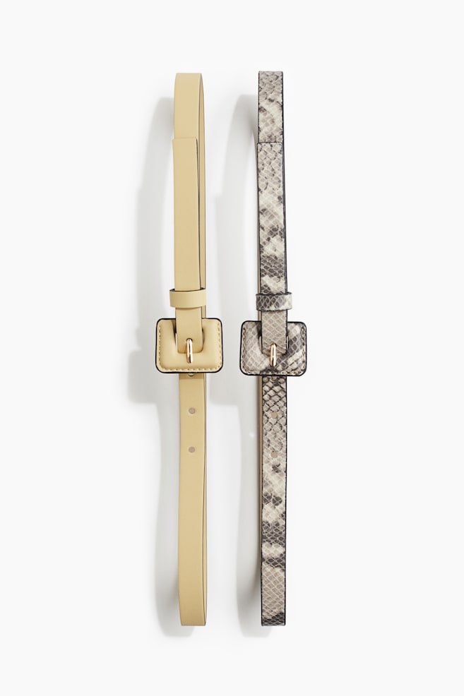 2-pack waist belts - Yellow/Snakeskin-patterned - 1