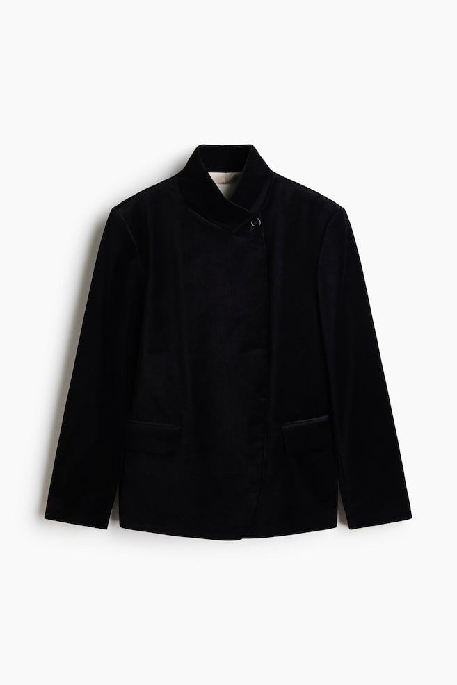 Oversized Velvet Jacket - Black - 1