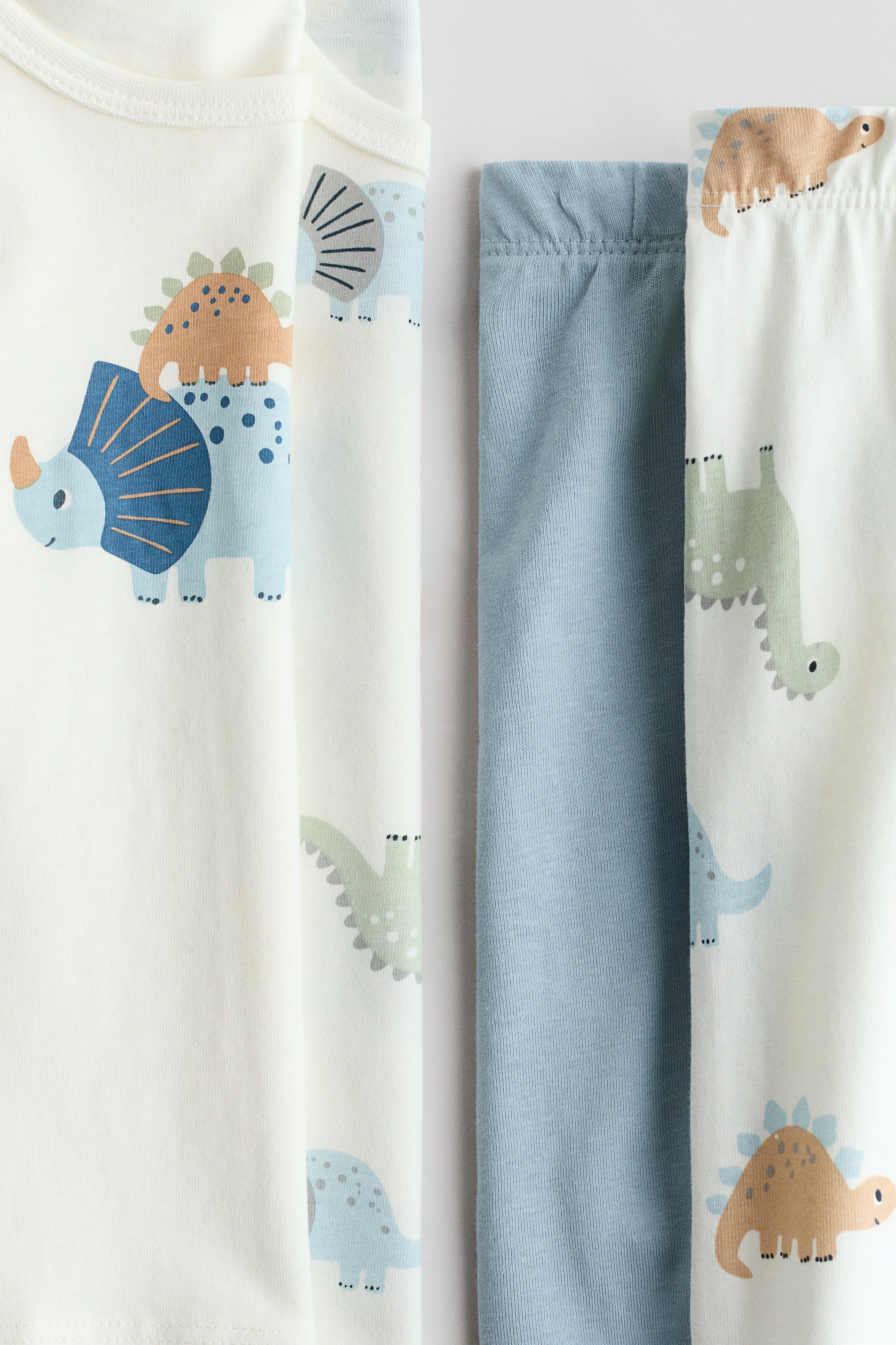 Ver imagem maior: Pack de 2 pijamas em algodão com estampado - Branco/Dinossauros - CRIANÇA | H&M PT 2