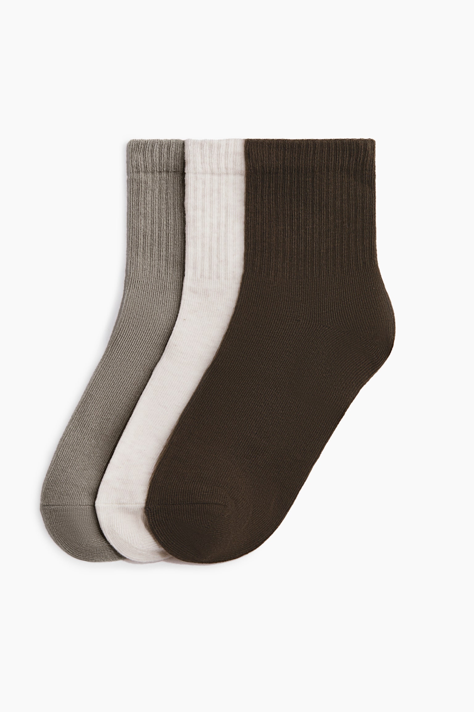 3-pack de calcetines - Gris pardo/Crema/Verde caqui/Blanco/Beige oscuro/Café/Blanco