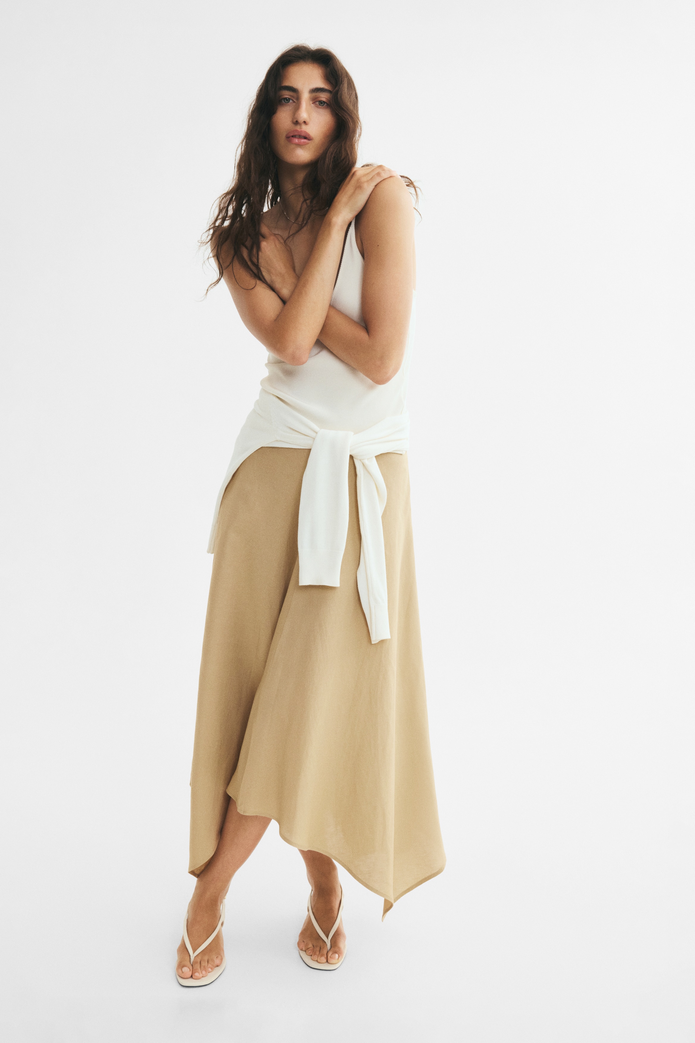 Long handkerchief skirt - Beige