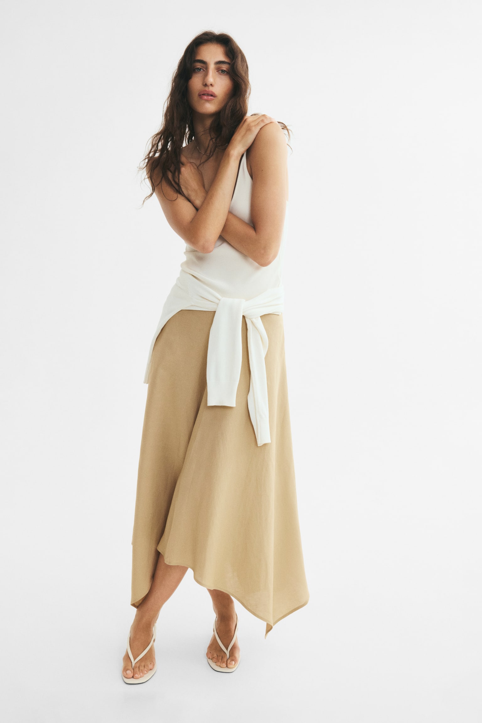 Long handkerchief skirt - Beige - 1