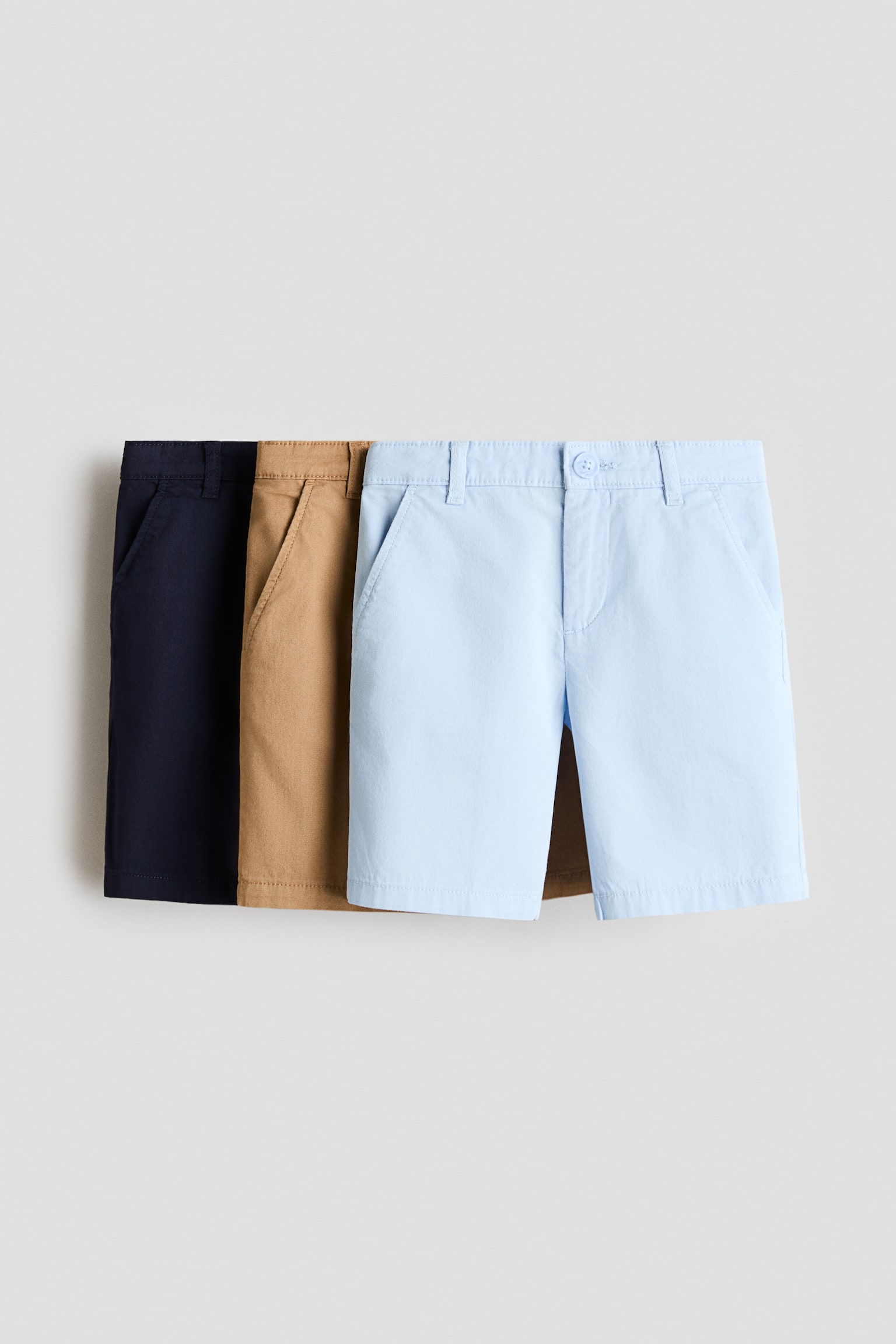 3-pack cotton chino shorts - Light blue/Dark beige/Beige/Dark grey - 1