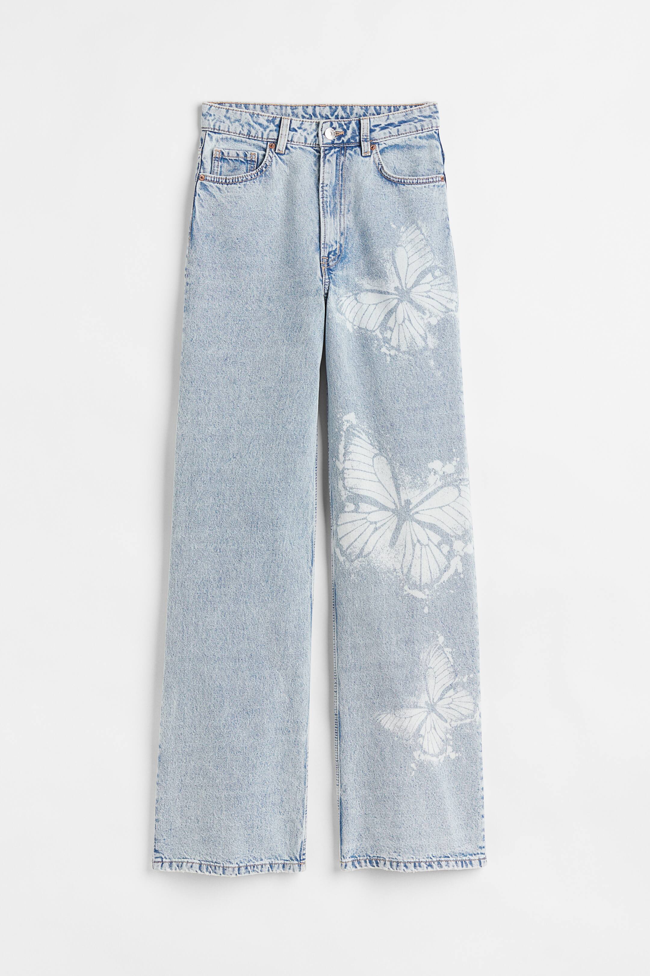 View larger image: Wide High Jeans - Light denim blue/Butterflies - Ladies | H&M 1