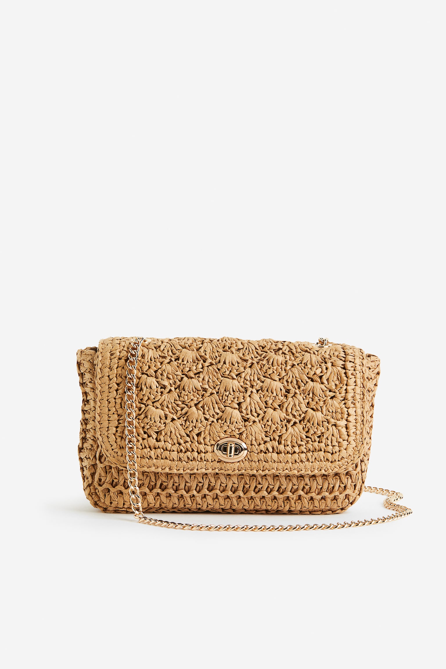 Straw Shoulder Bag - Beige - 1