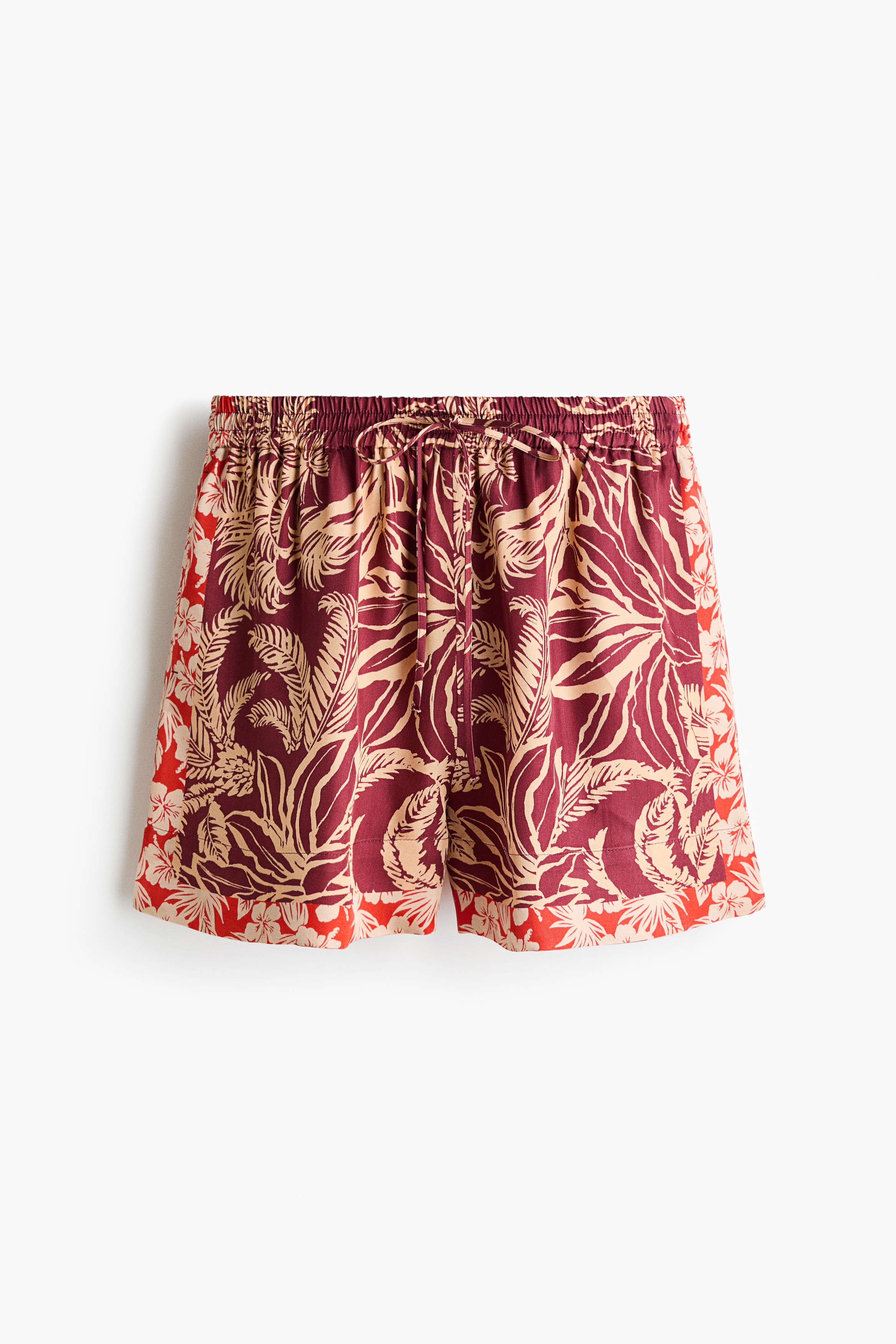 Short à cordon en viscose - Rouge foncé/à motif