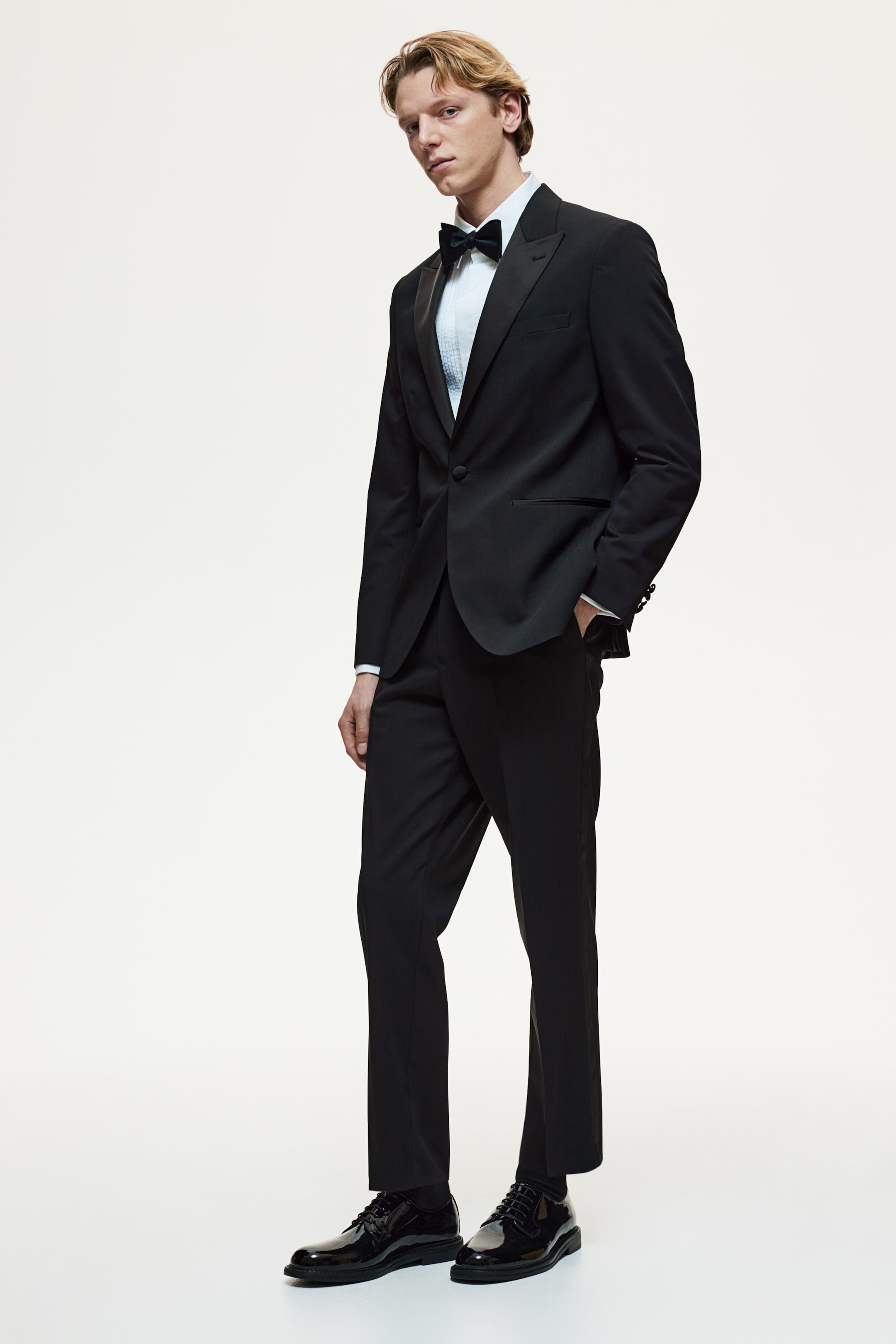 Slim Fit Wool-blend tuxedo jacket - Black - Men | H&M GB 2