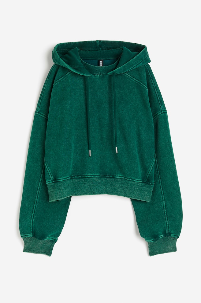 Oversized washed-look hoodie - Green/Black - 2