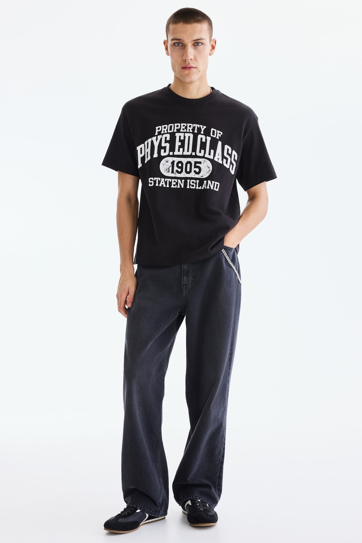 Loose Fit Printed T-shirt - Black/Phys. Ed. Class/White/Landry's/White/Red Rock/Black/Campioni Del Mondo/Black/Brooklyn/Black/Trust Yourself/Light blue/Le Club Bleu/Dark turquoise/Allotment/Khaki green/Adapt/White/beach/White/The Soul's Garden/Blue/San Diego - 6