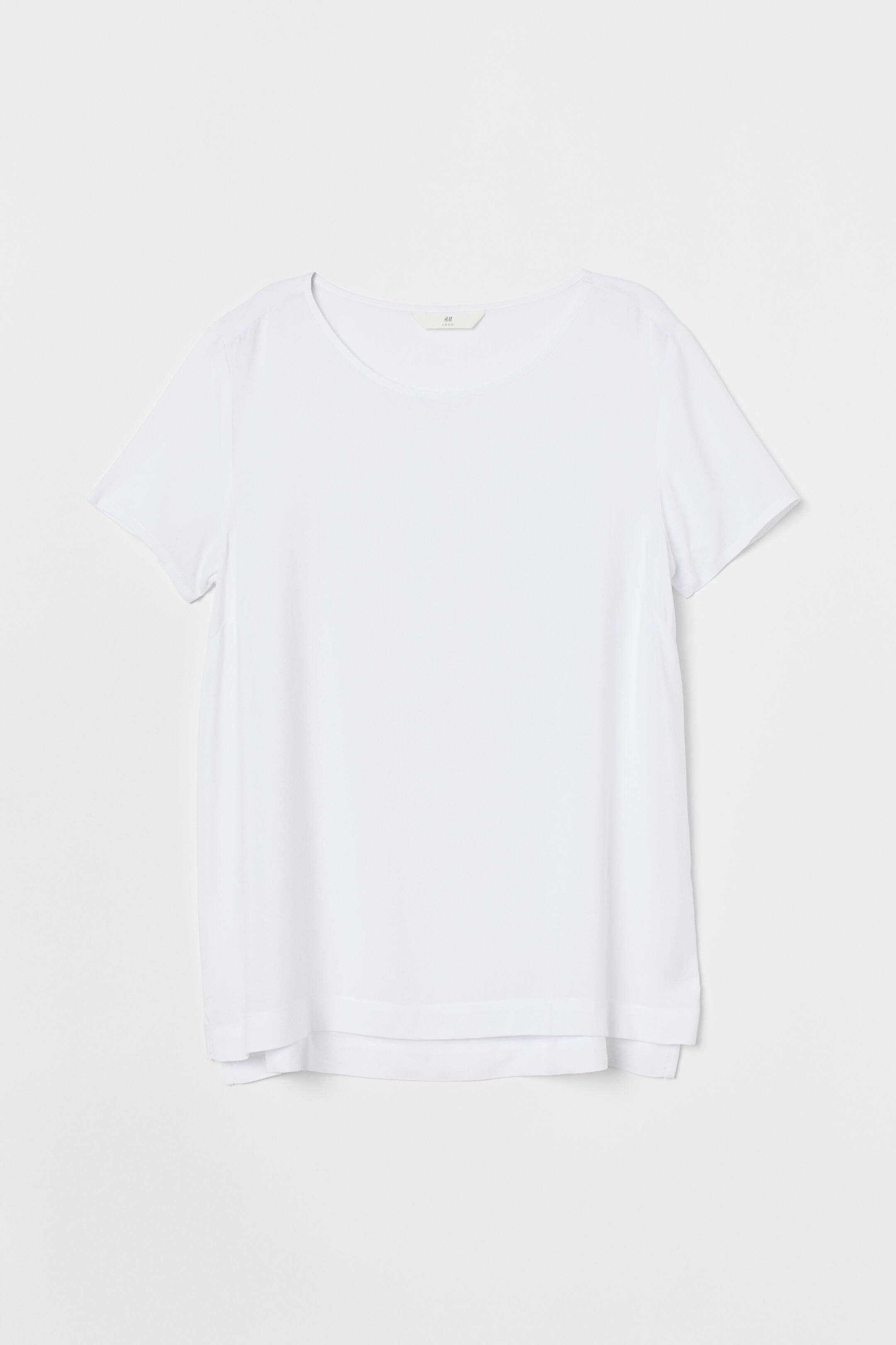 Short-sleeved blouse - Round neck - Short sleeve - White - Ladies | H&M GB