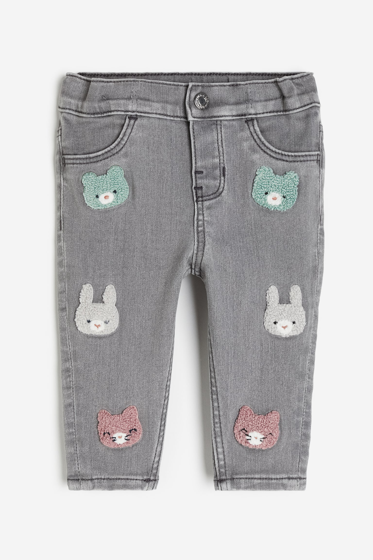 Embroidered Jeans - Denim grey/Animals/Light denim blue/Flowers - 1