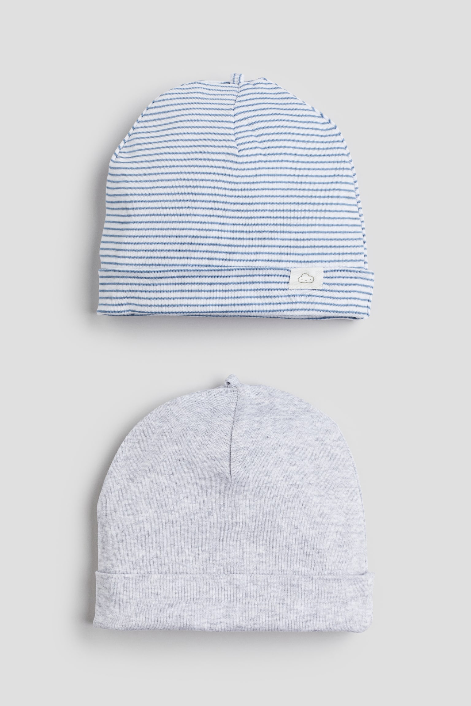 2-pack Cotton Beanies - Light blue/Stripe/White/Beige stripe/Light pink/Spot/Powder pink/Spot/Light dusty blue/Stripe - 1