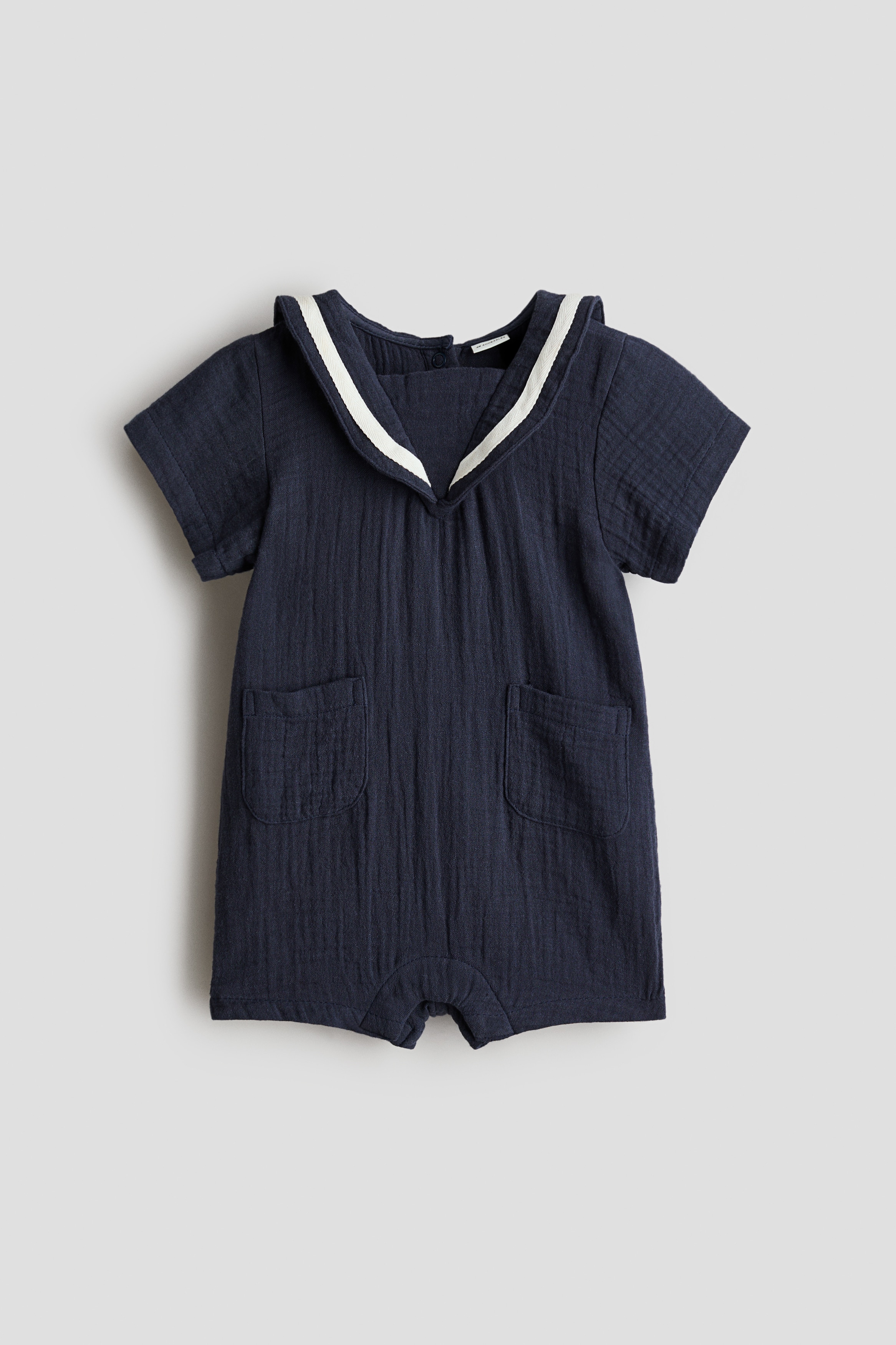 Muslin Sailor Romper Suit - Navy blue