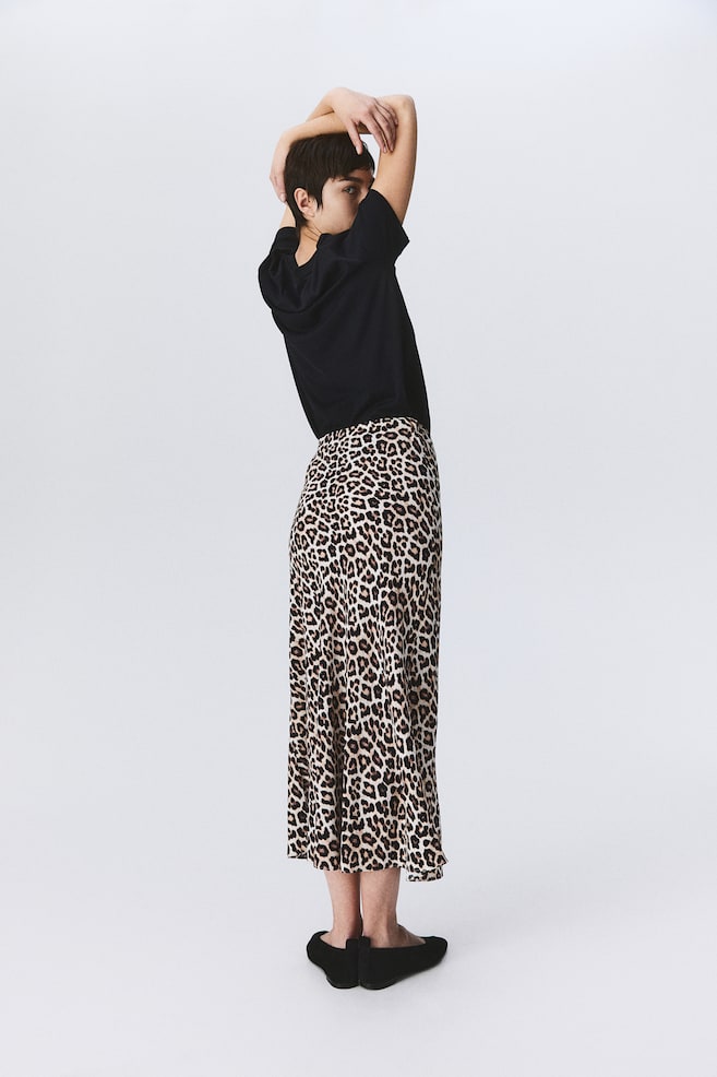 Viscose crêpe skirt - Light beige/Leopard print/Black - 5