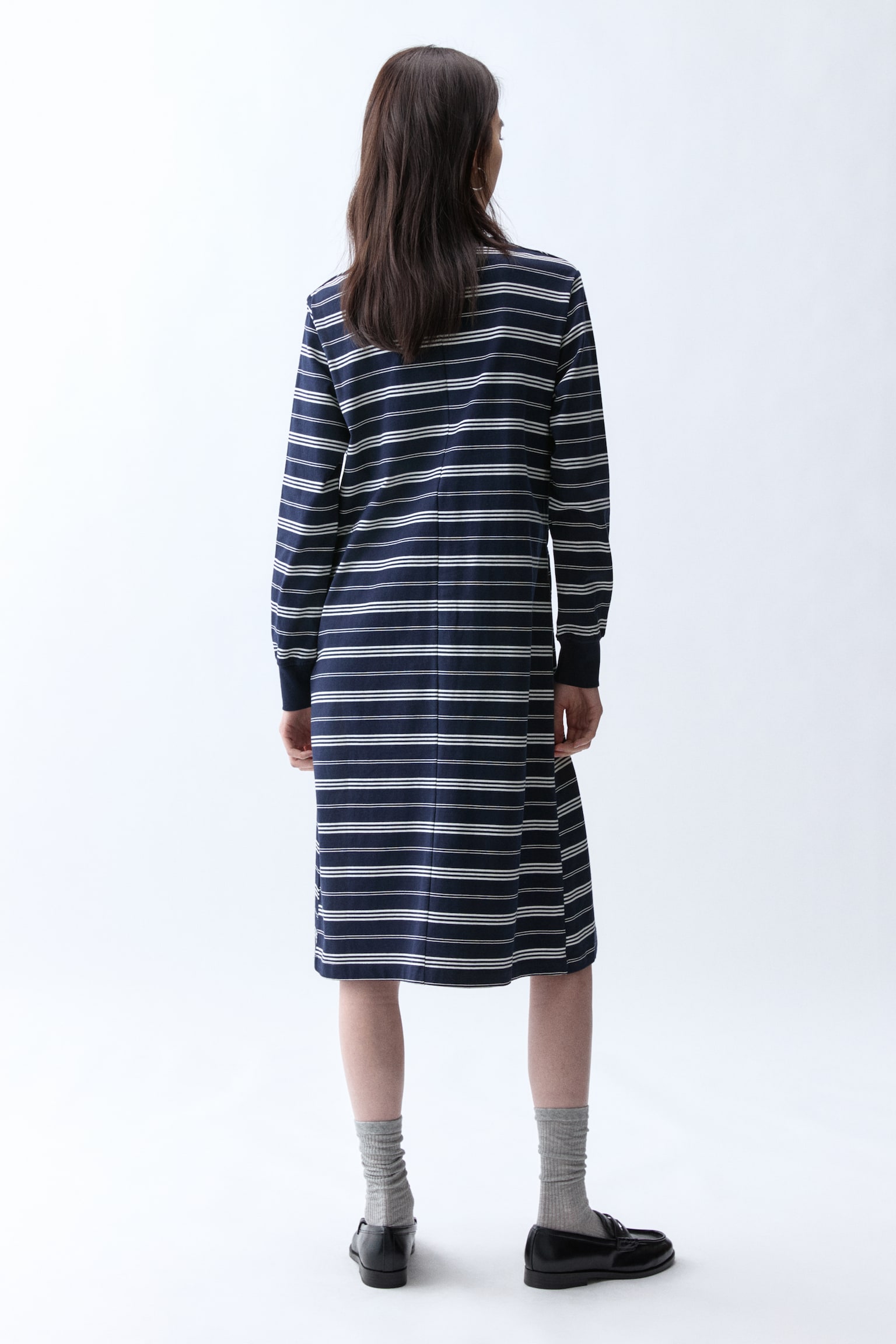Váy cotton jersey - Màu xanh tím than/Kẻ/Màu xám đốm/Kẻ - 4