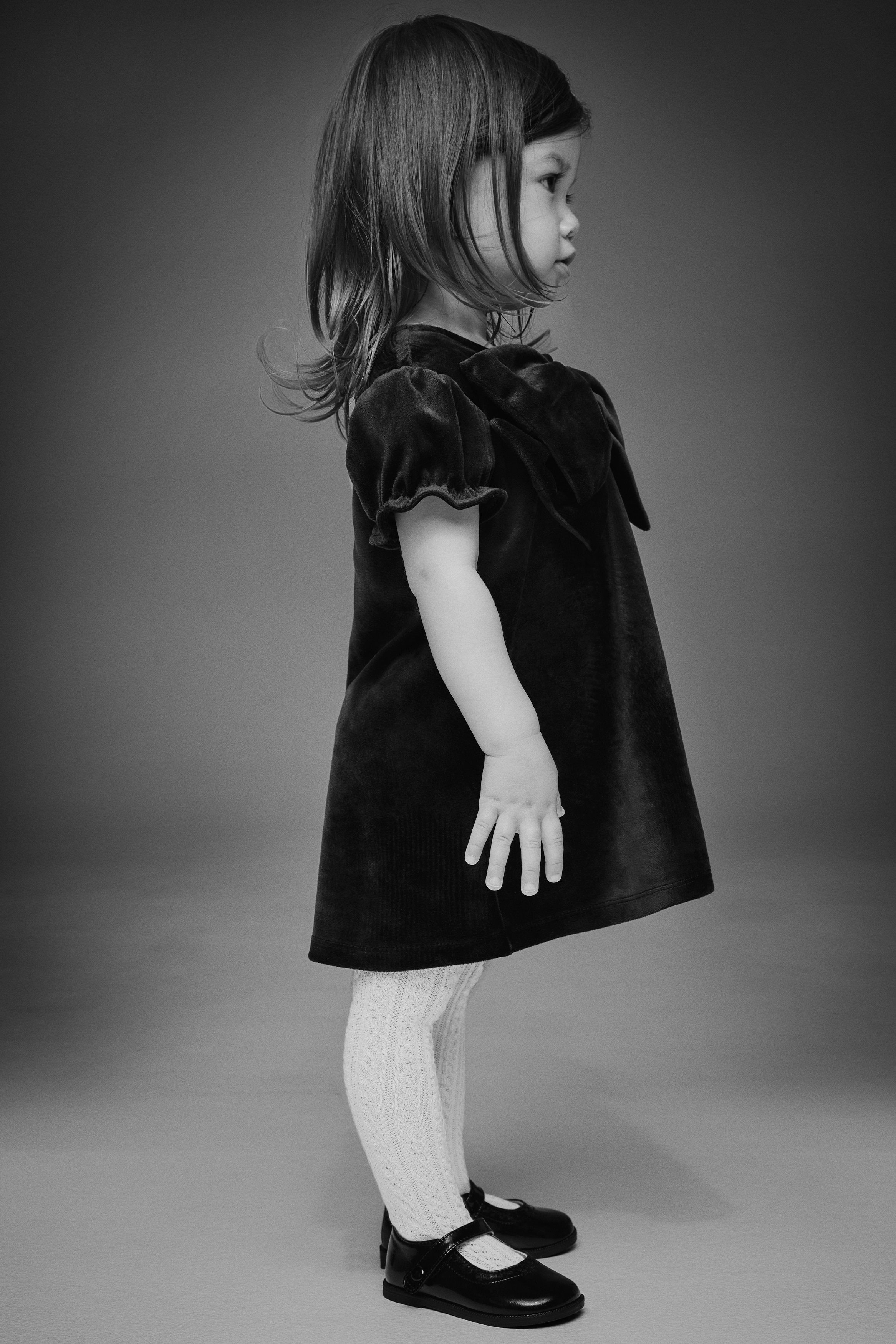 Navy blue Bow-Detail Velour Dress for kids | H&M US