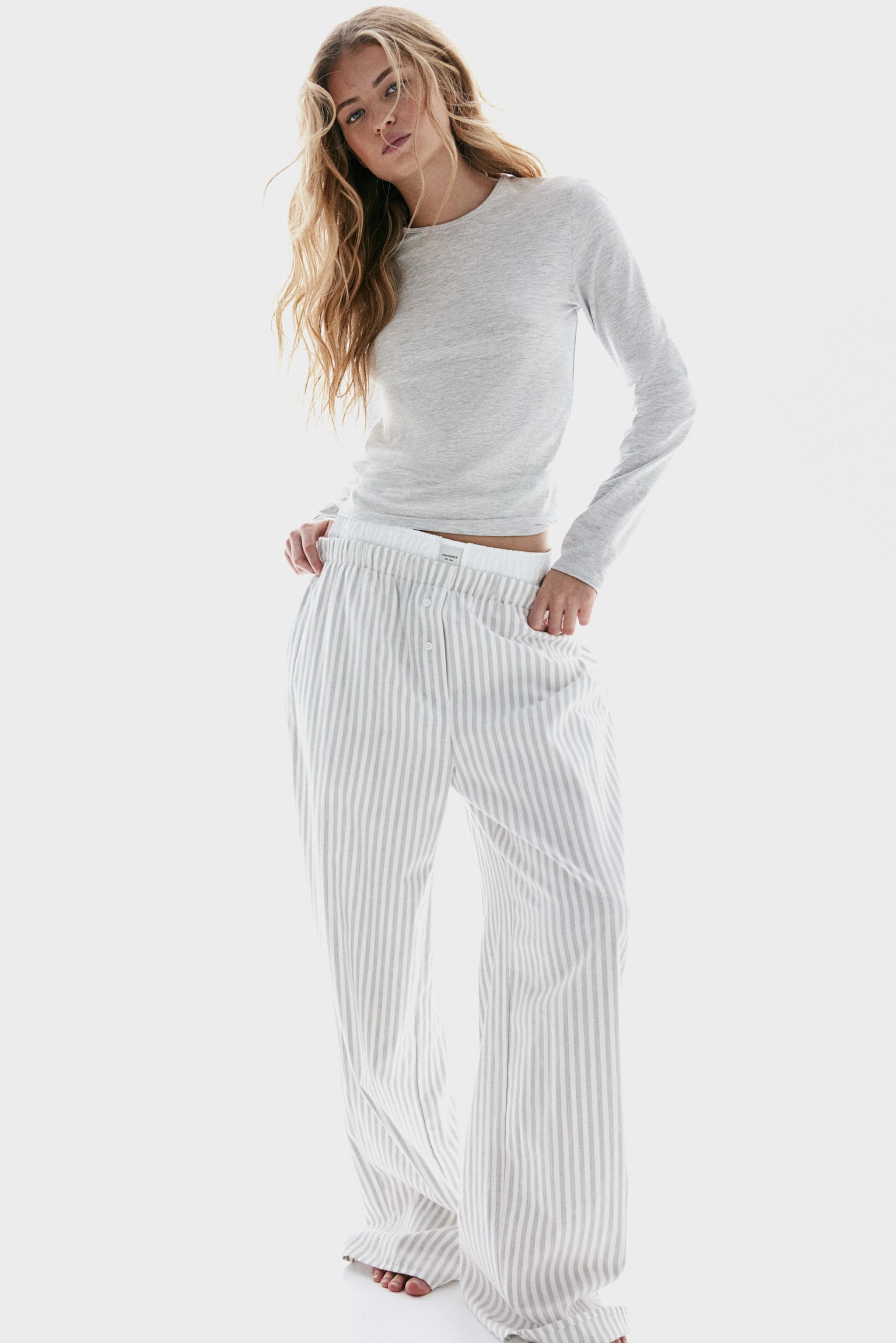 Pyjamas - Light grey marl/Striped/White/Light blue striped - 3