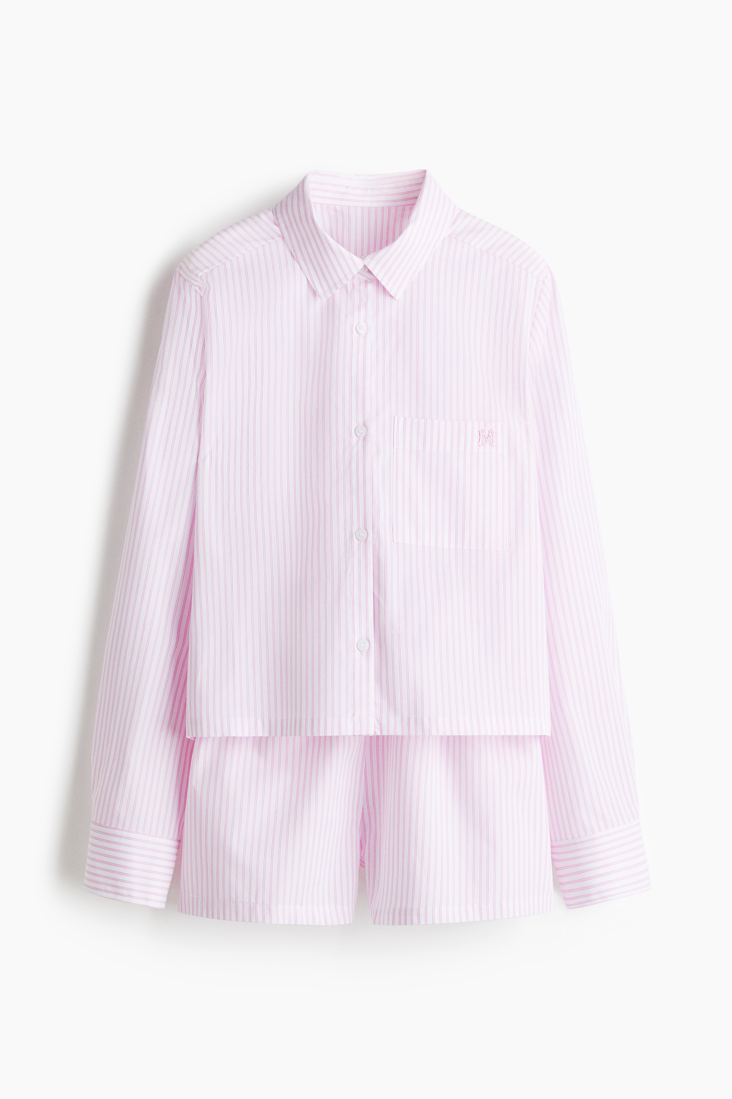 Poplin Pyjama Set - White/Pink stripe
