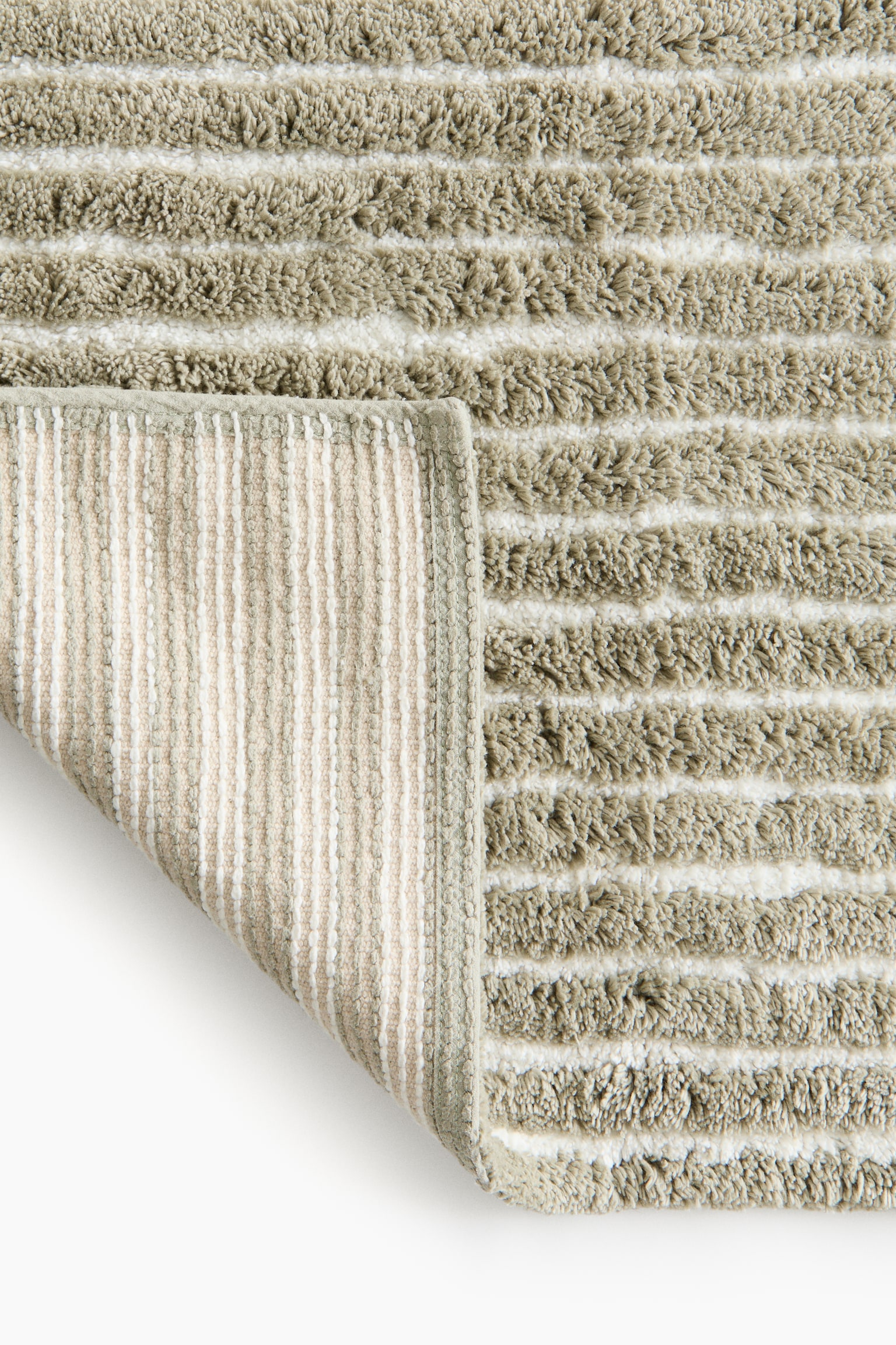 Tufted cotton bath mat - Light khaki green/Striped/Powder pink/Striped/Light beige/Striped - 3