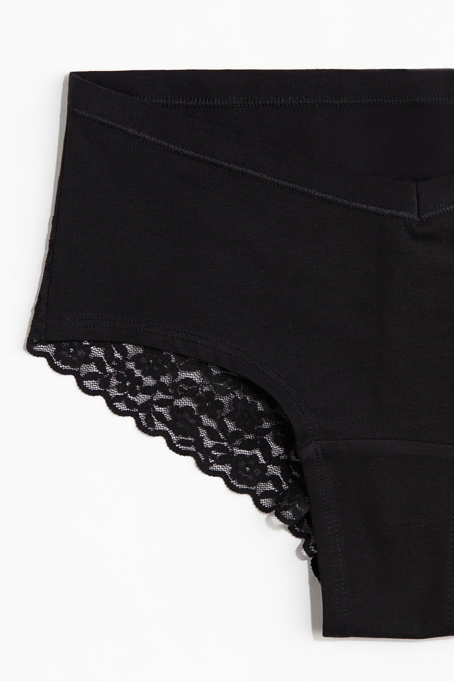 Женские хлопковые трусы-хипстеры H&M Mama с кружевом, 5 шт, цвет: Чёрный — фото 2