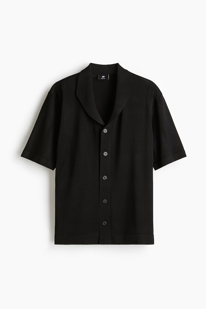Regular-Fit Fine-Knit Shirt - Black - 1