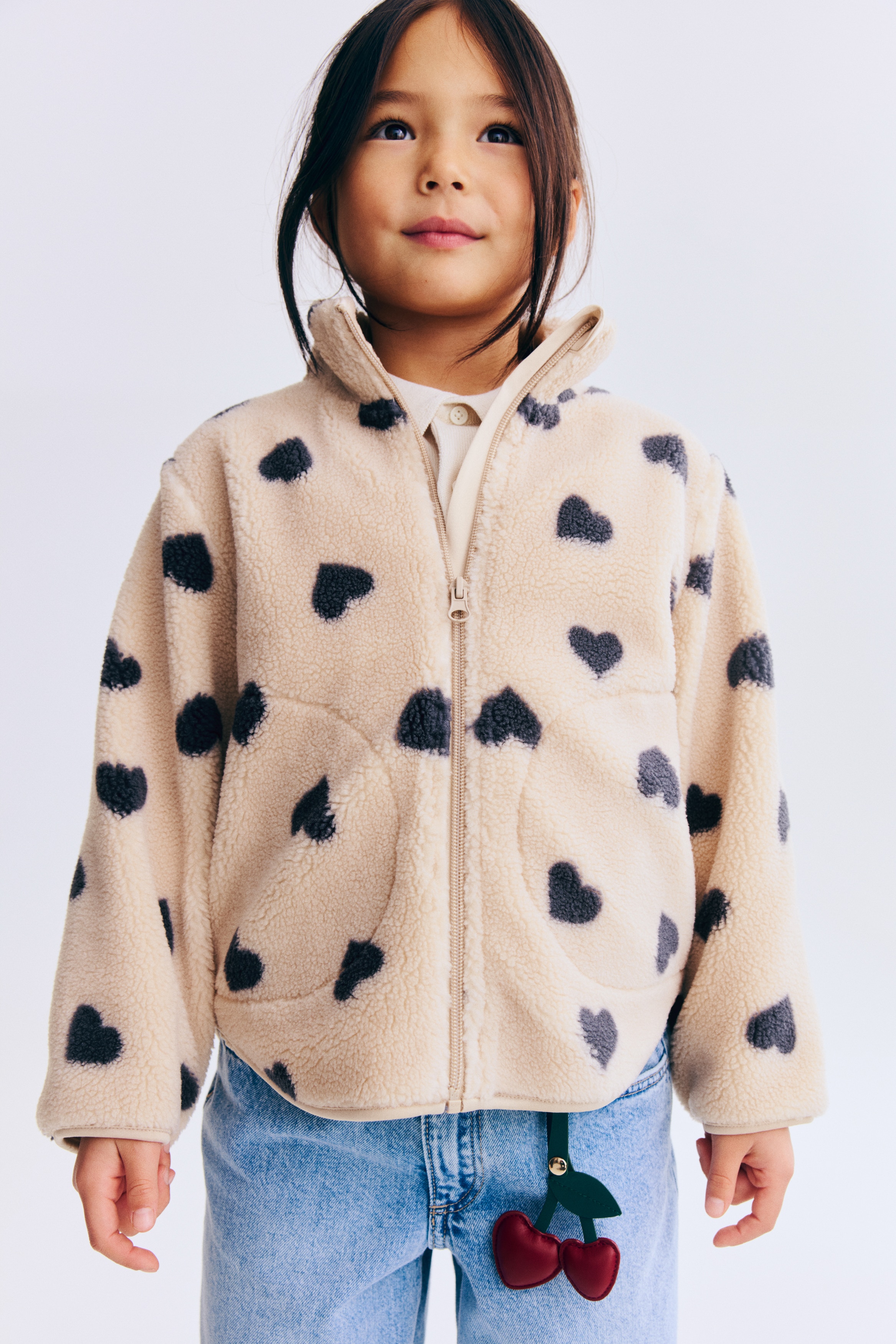 泰迪熊外套 - 米色/黑色愛心/白色/花朵/淺粉紅色/草莓