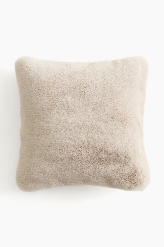 Fluffy Cushion Cover - Light beige/Dark brown - 1
