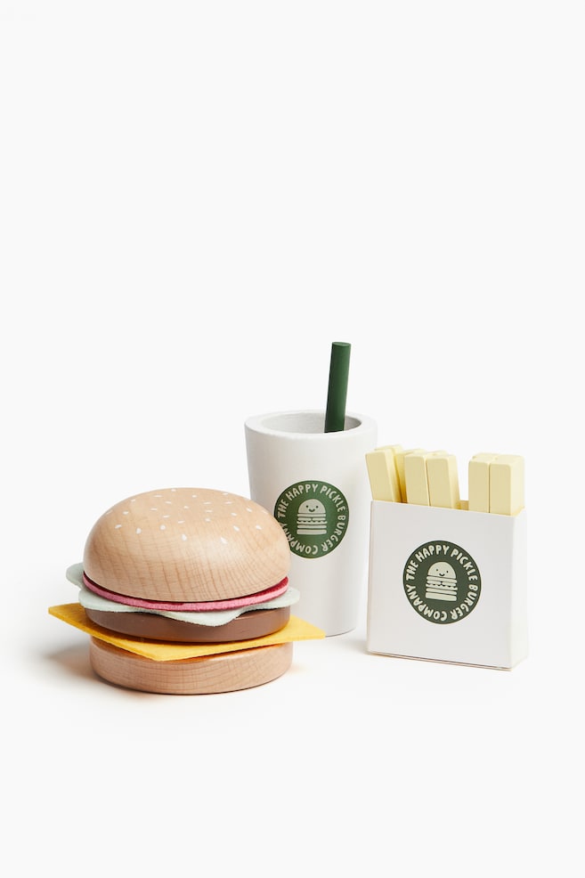 Ensemble de jouets en bois - Beige/kit hamburger - 1