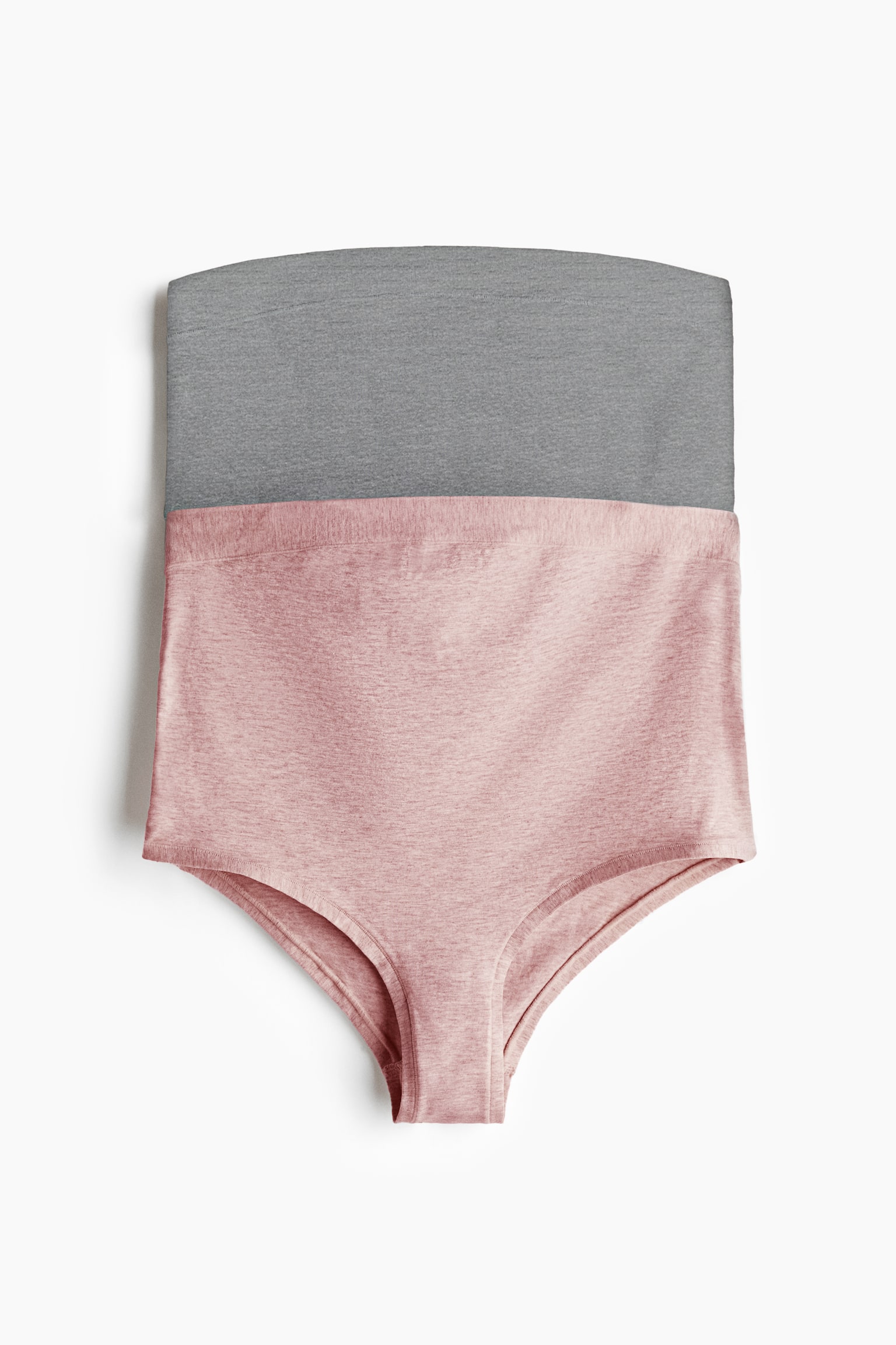 MAMA 2-pack High Waist bomullstruse - Tåkerosa/Grå/Gråmelert/Tåkerosa/Lys beige/Sort