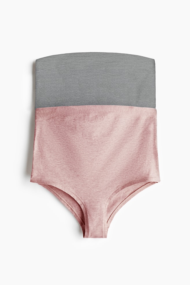 MAMA 2-Pack High Waist Cotton Briefs - Dusty pink/gray/Gray melange/dusty pink/Light beige/black - 1