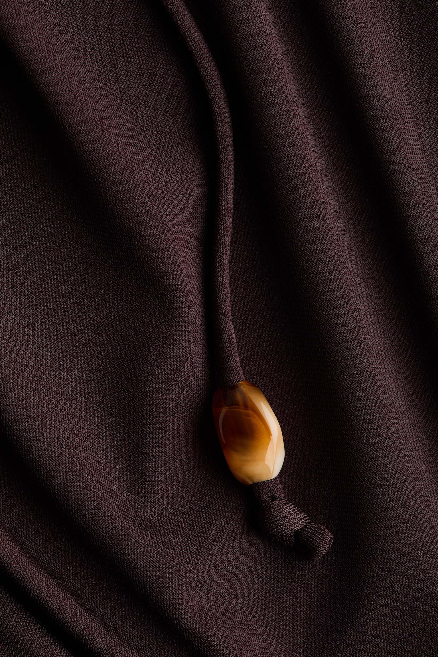 Body drapeado con cuello halter - Café oscuro/Crema/Rojo - 3