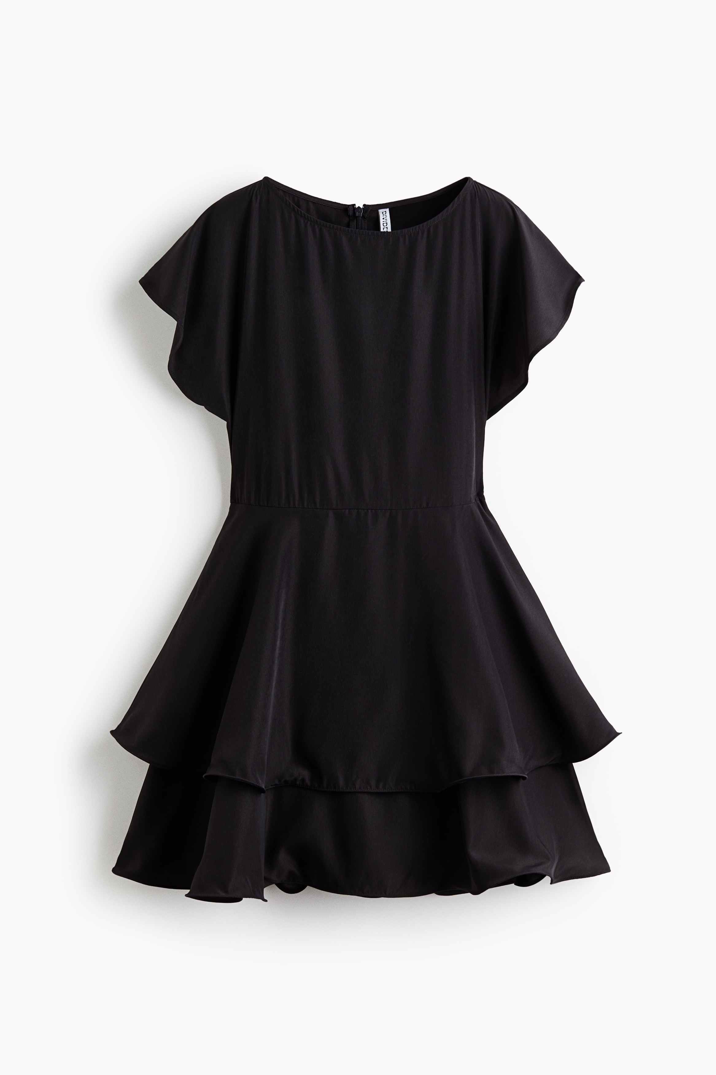 Tiered Boat-Neck Dress - Dark gray