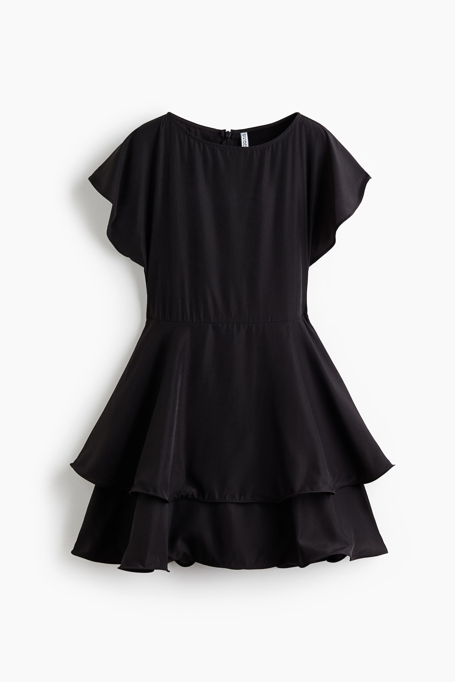Vestido escalonado con escote barco - Gris oscuro/Rojo ciruela - 1