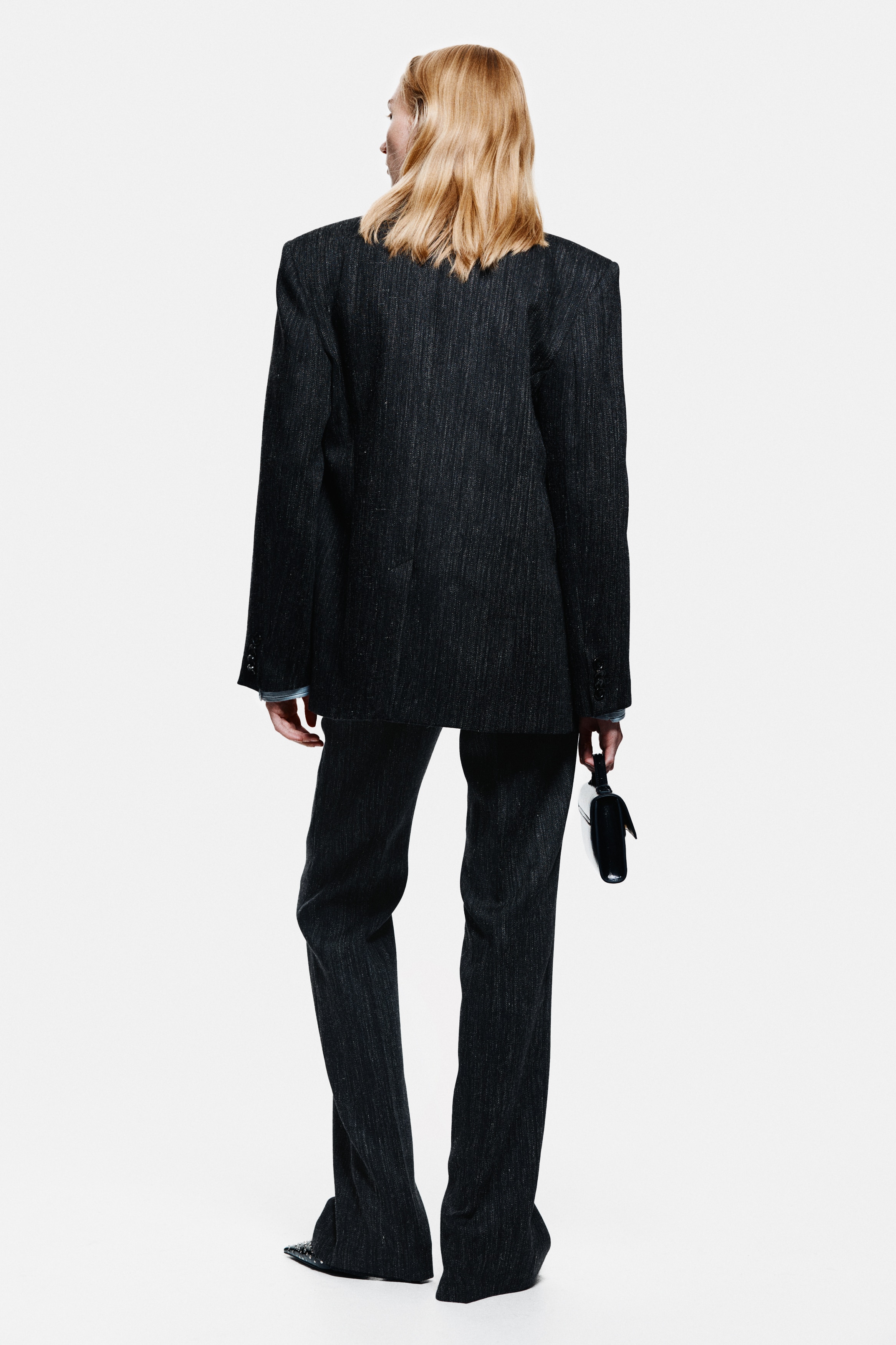 Double-breasted wool-blend blazer