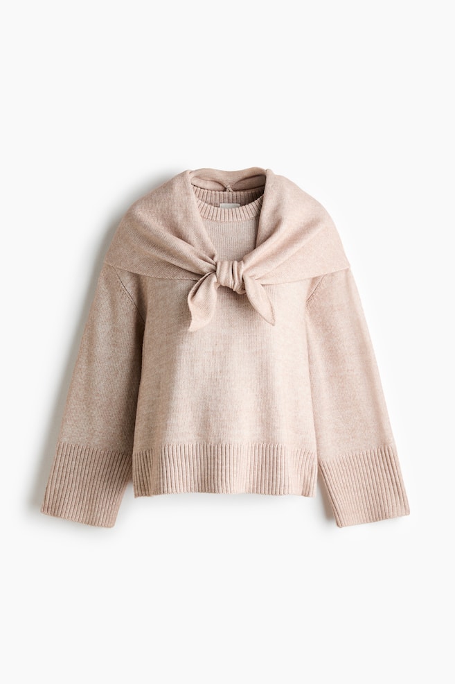 MAMA Jersey de corte holgado con pañuelo - Beige claro/Verde caqui oscuro - 1