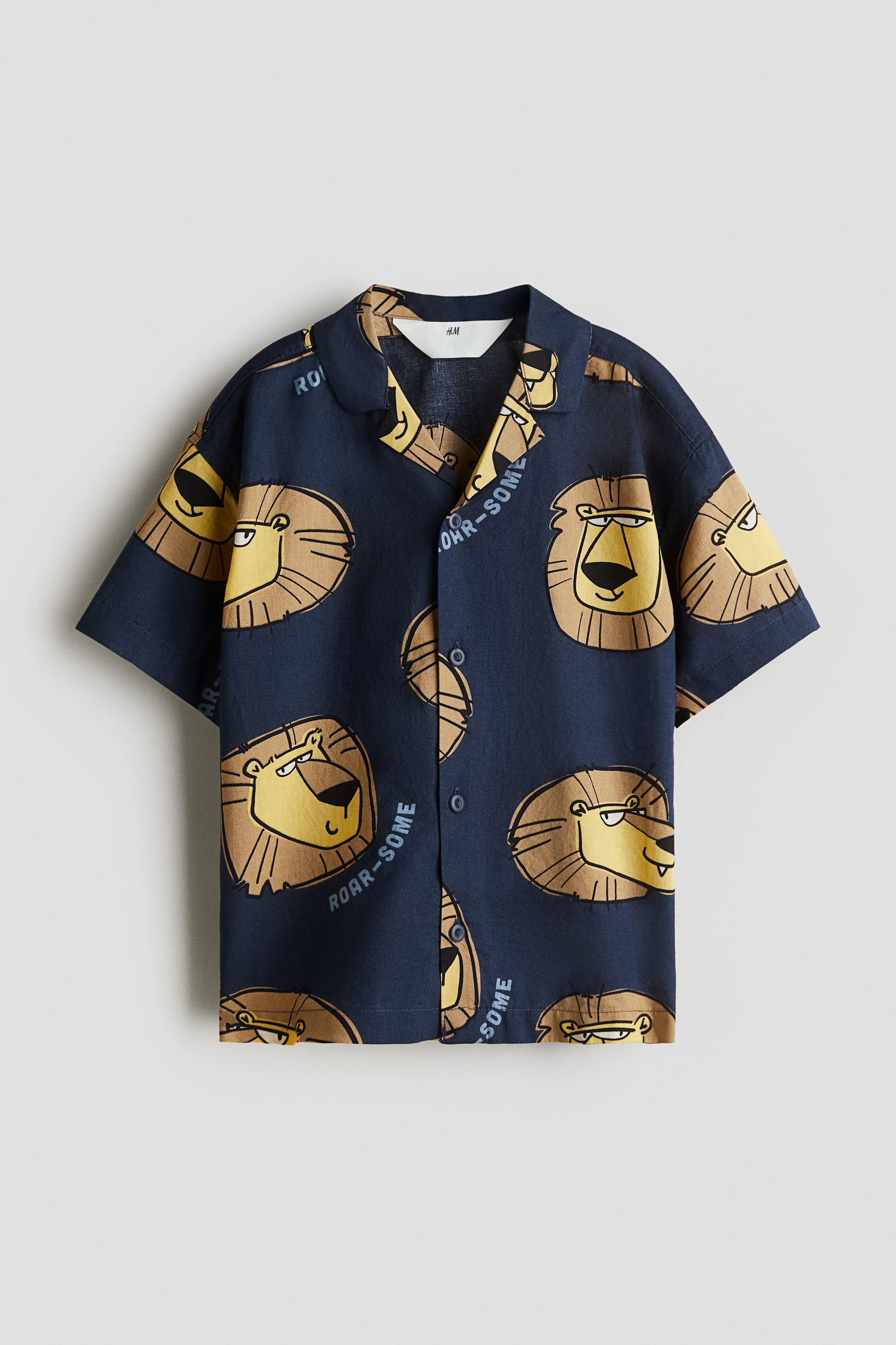 Printed Resort Shirt - Navy blue/lions - Kids | H&M US