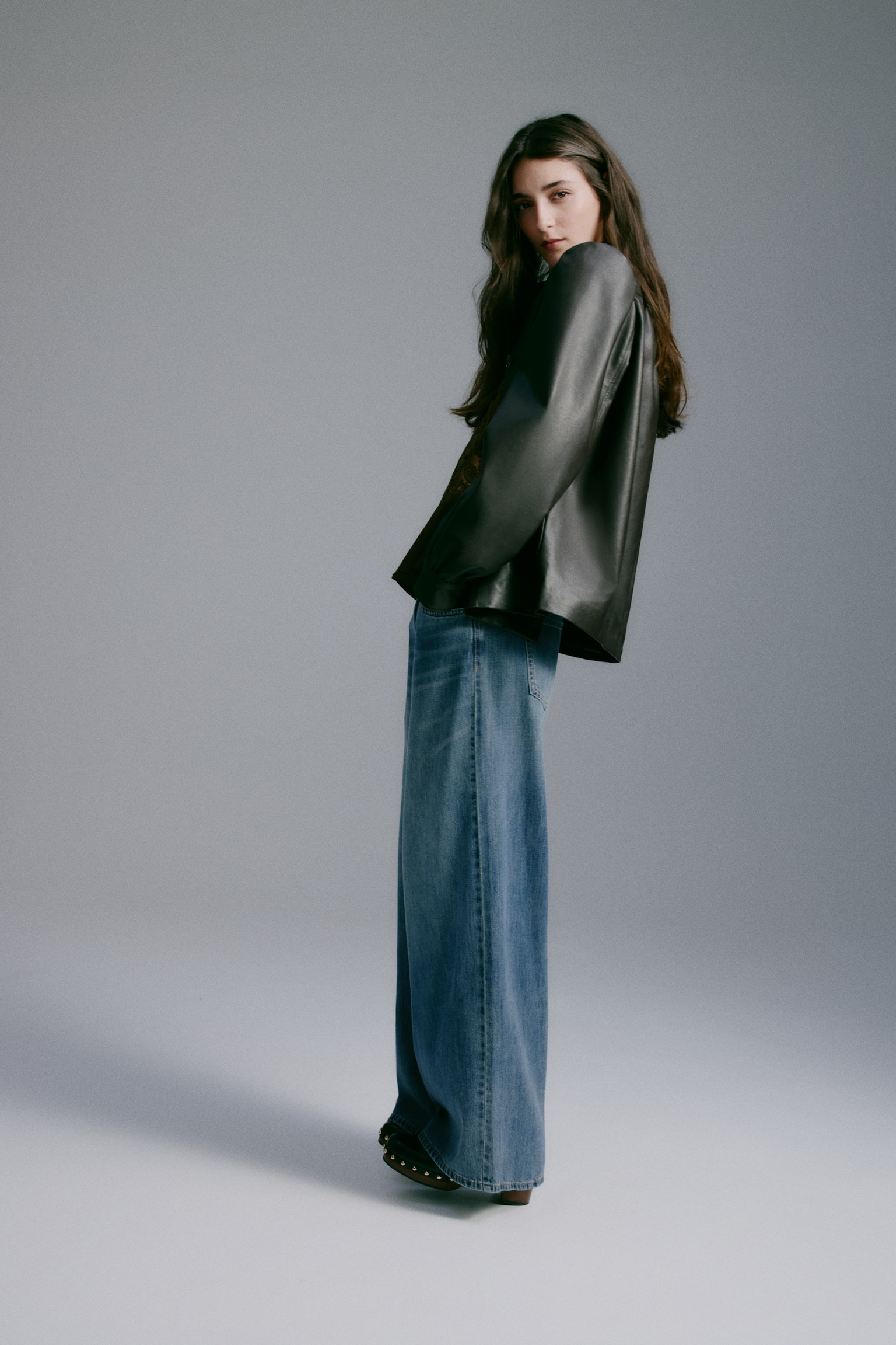 Wide Regular Waist Jeans - Azul denim/Azul denim oscuro/Gris - 3